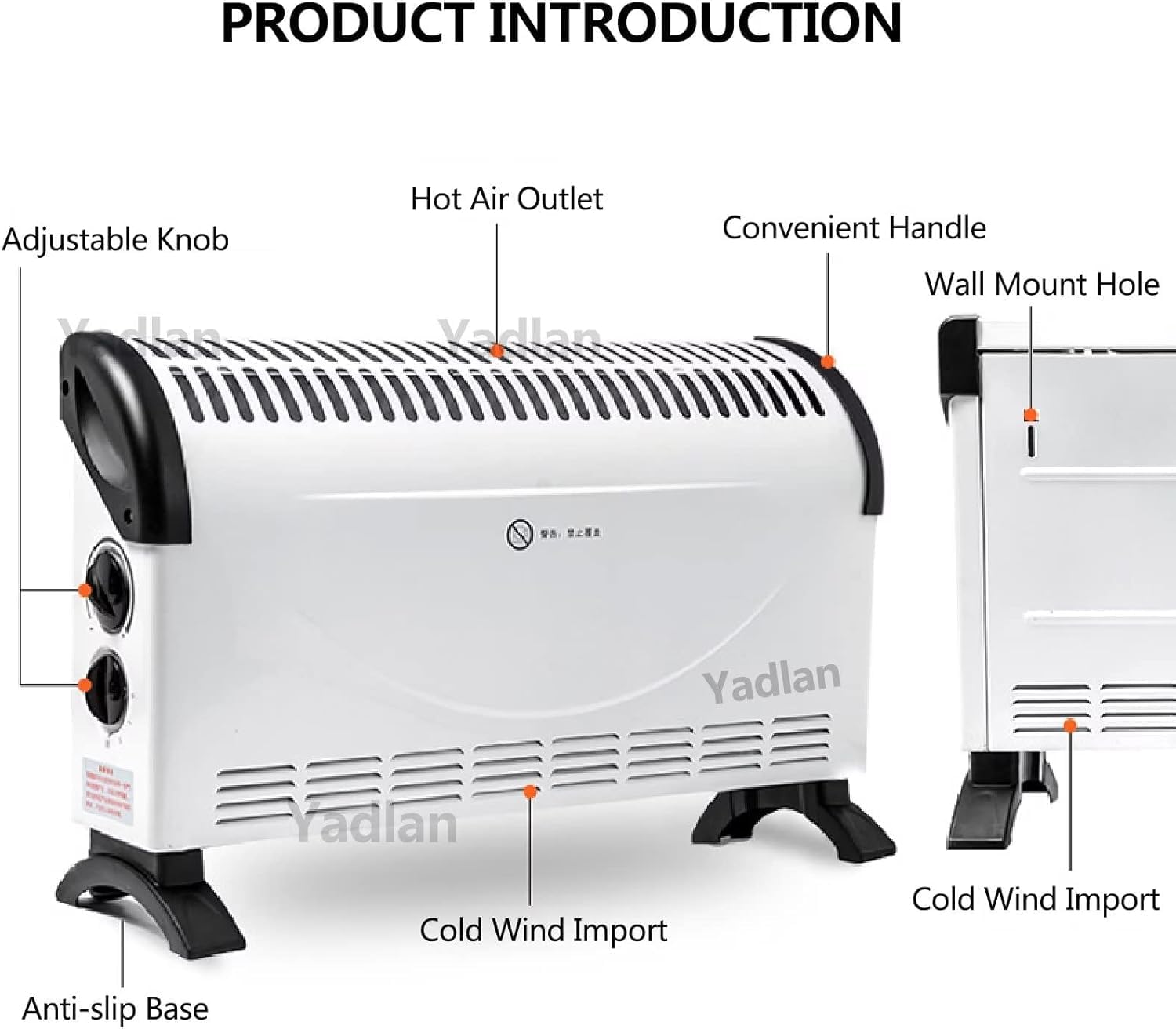 CLEIPENG 360 Circulation Electric Wall Mounted Space Heater with Adjustable Tat