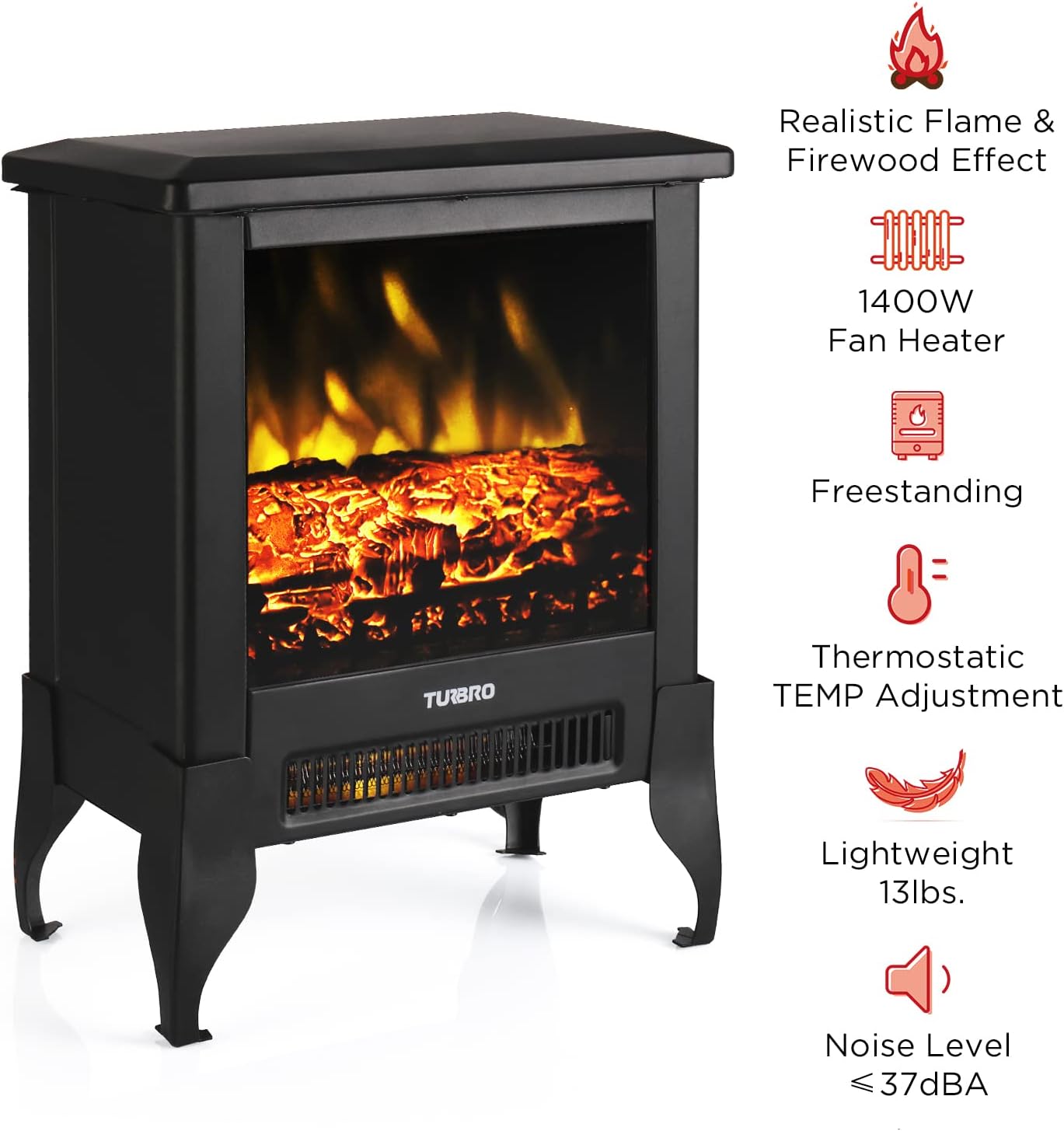 TURBRO Suburbs TS17 Compact Electric Fireplace Stove 1