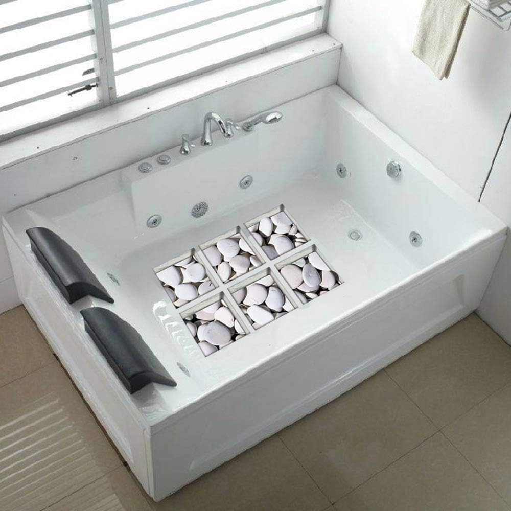 AILEGOU 3D Non-Slip Bathtub Stickers with 6 Pieces Pebbles-A04