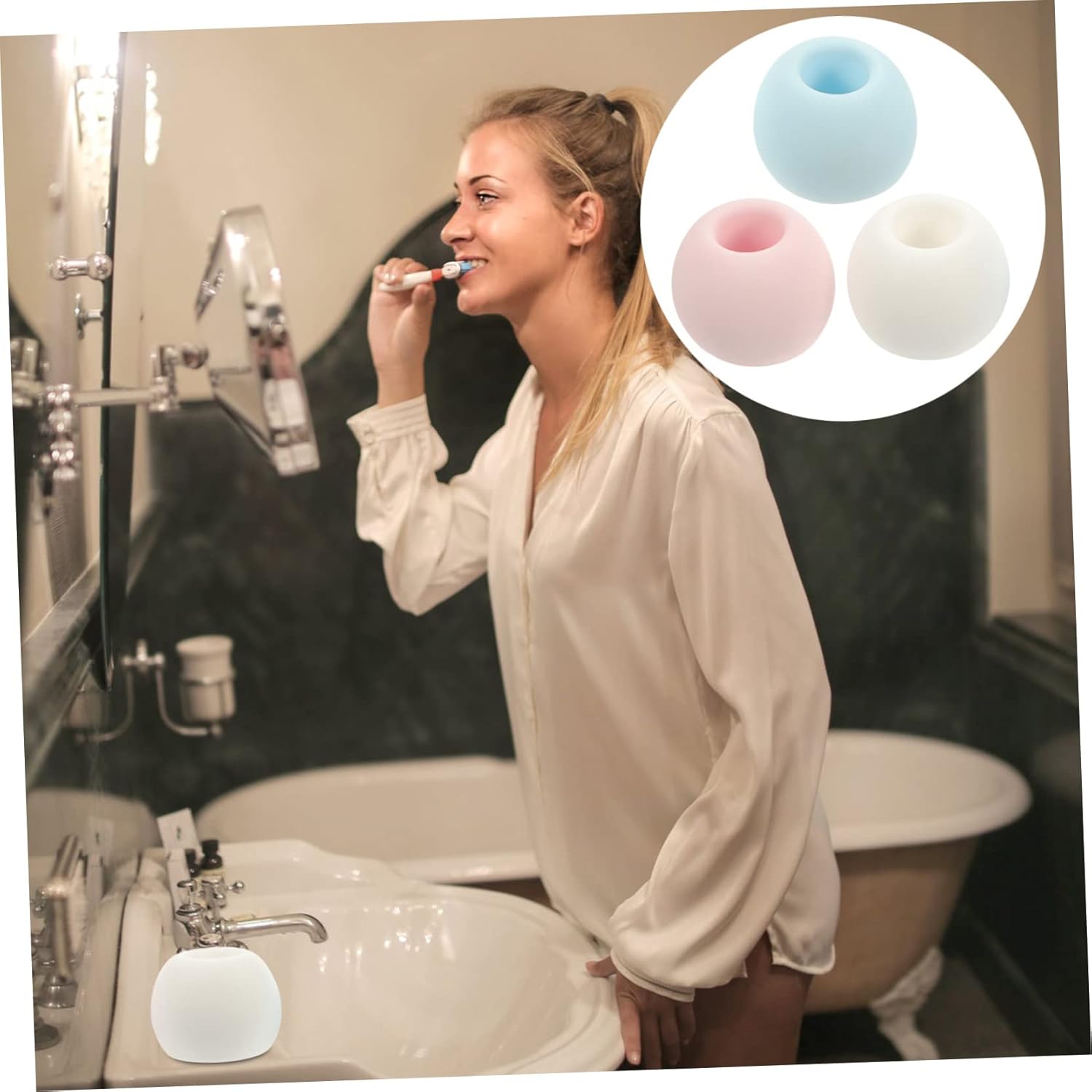 KONTONTY Waterproof Diatomite Toothbrush Organizer Stand