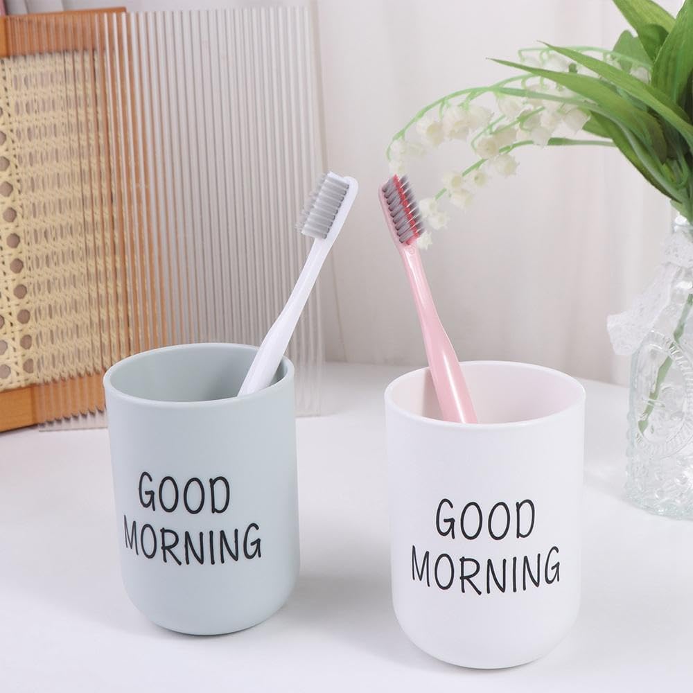 Portable Plastic Toothbrush Holder with Cup Storage - Green