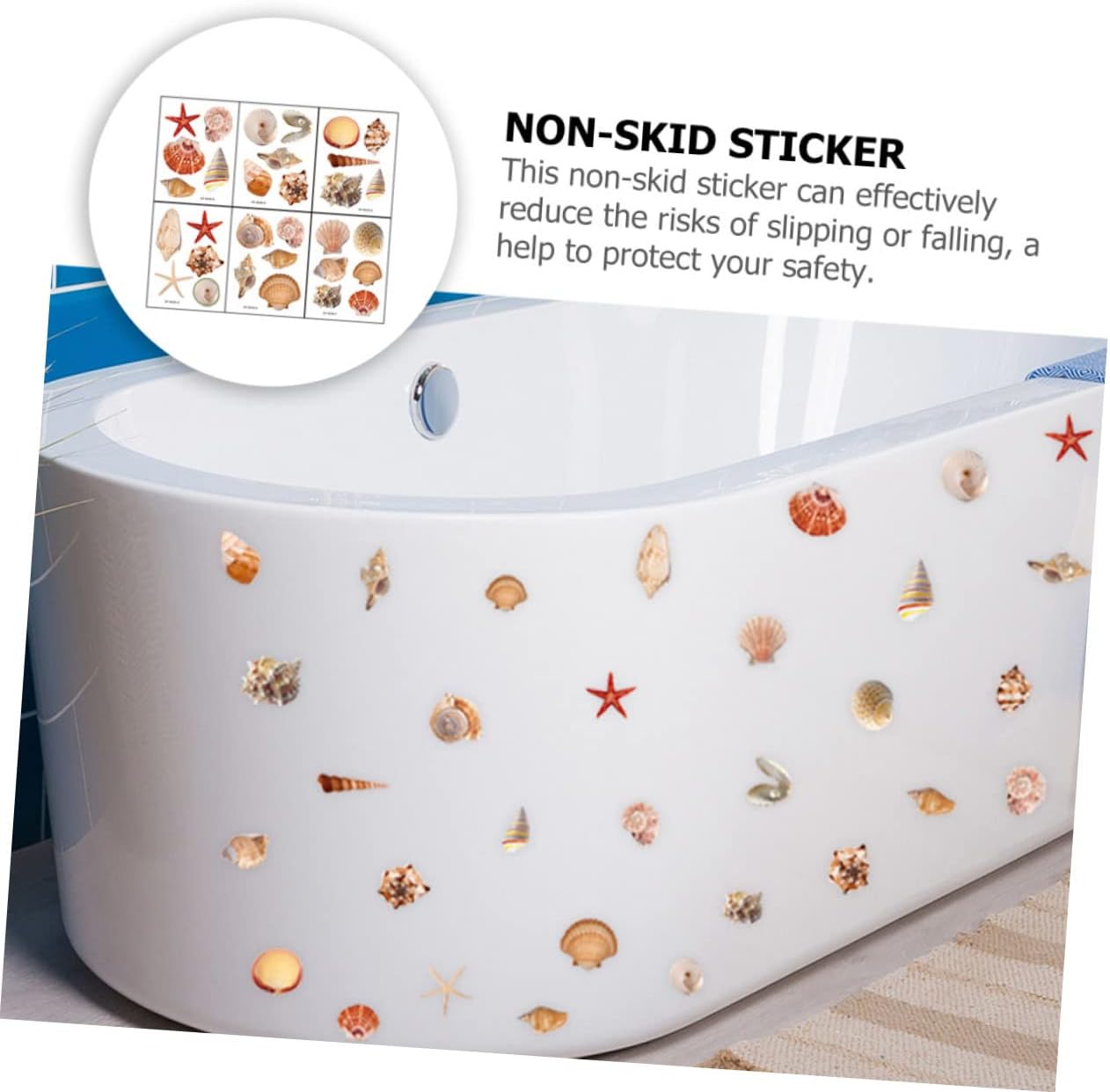 LIFKOME 6 Sheets Seashell Bathtub Decals Non Slip