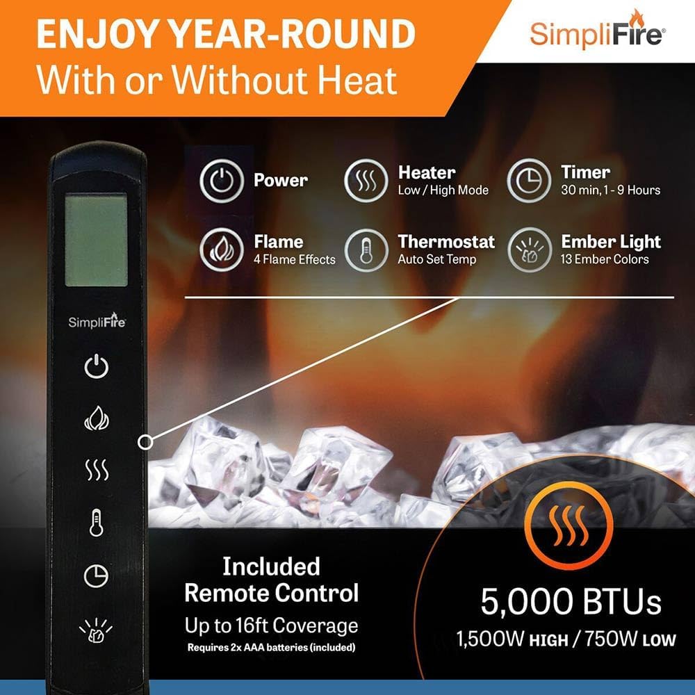 SimpliFire 70-Inch Allusion Platinum Electric Fireplace
