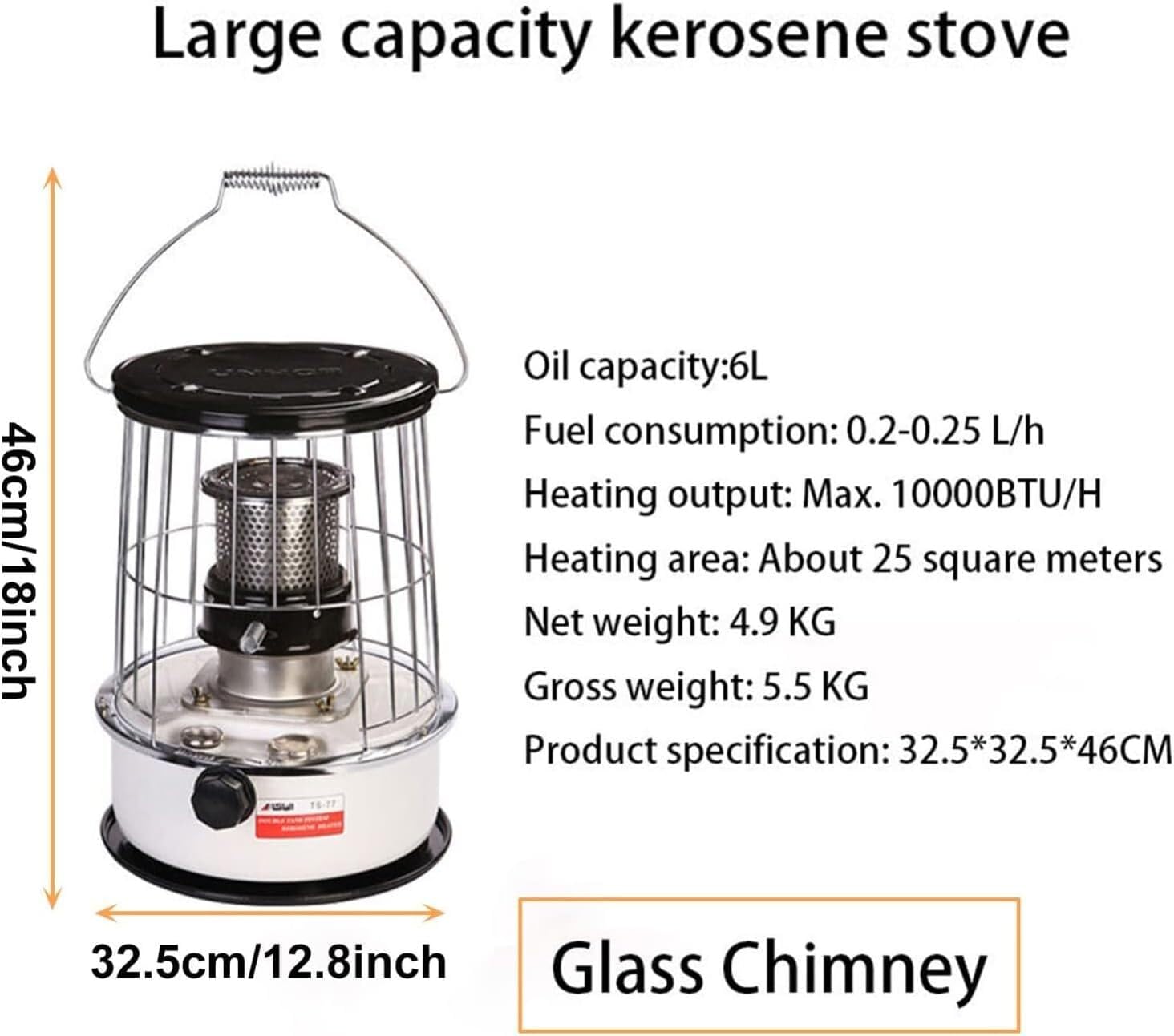 MDybf Kerosene Stove Heater 6L Adjustable Flame