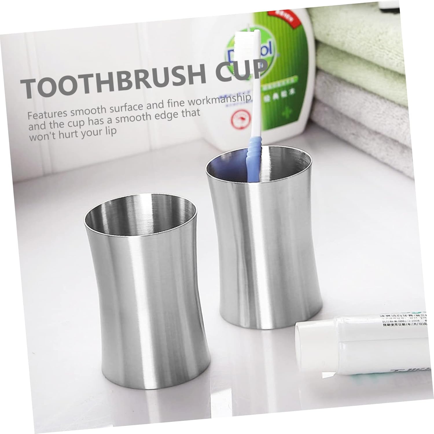 LABRIMP Stainless Toothbrush Holder Mouthwash Cup