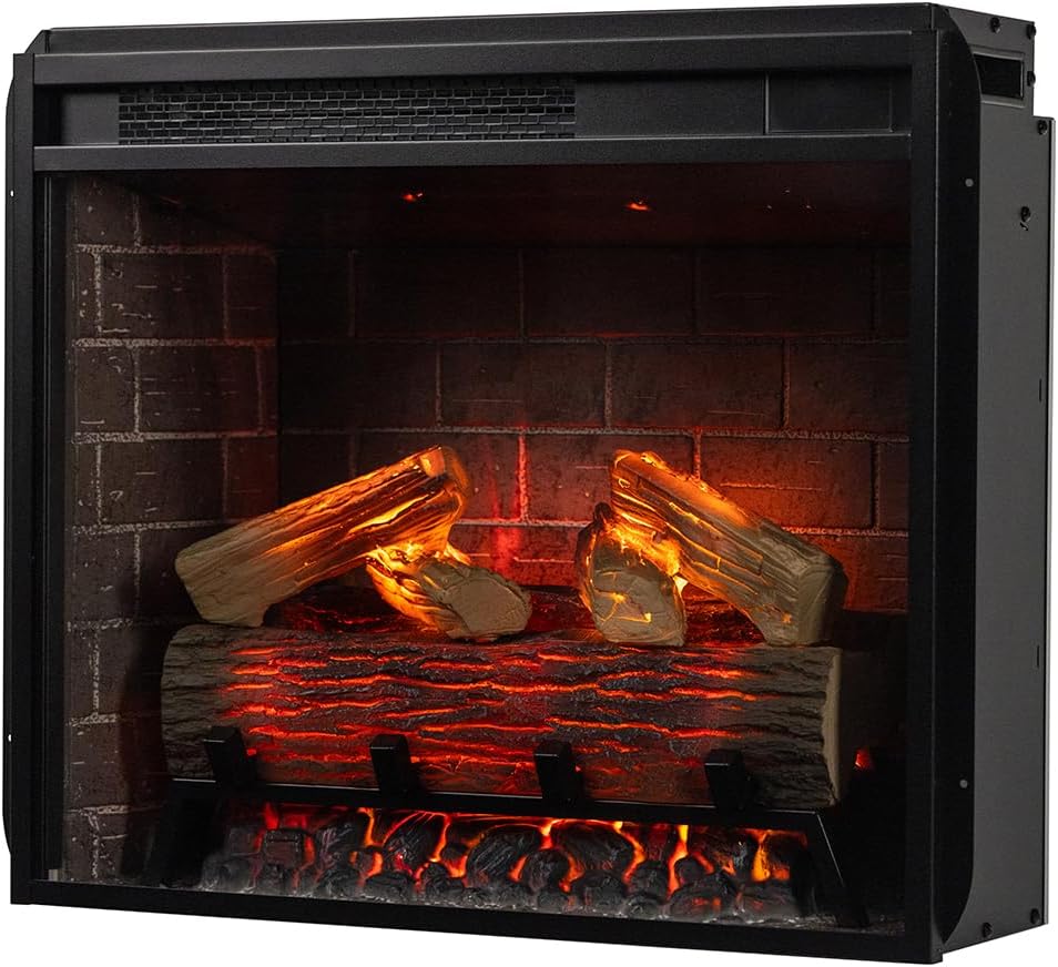 Modern Ember Augustine Black Mantel Electric Fireplace