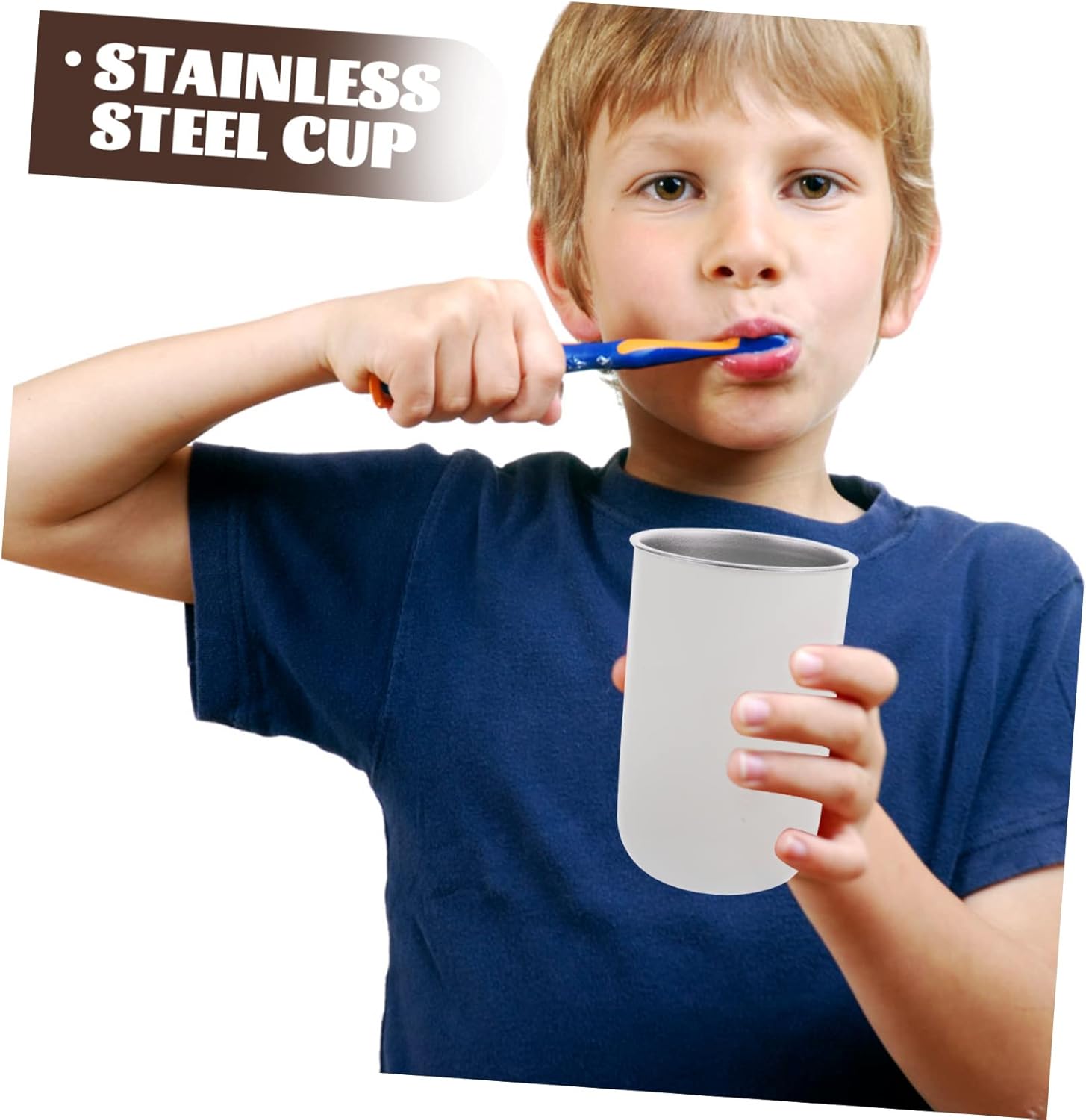 Healifty 2pcs Stainless Steel Toothbrush Cup for Boys and Girls