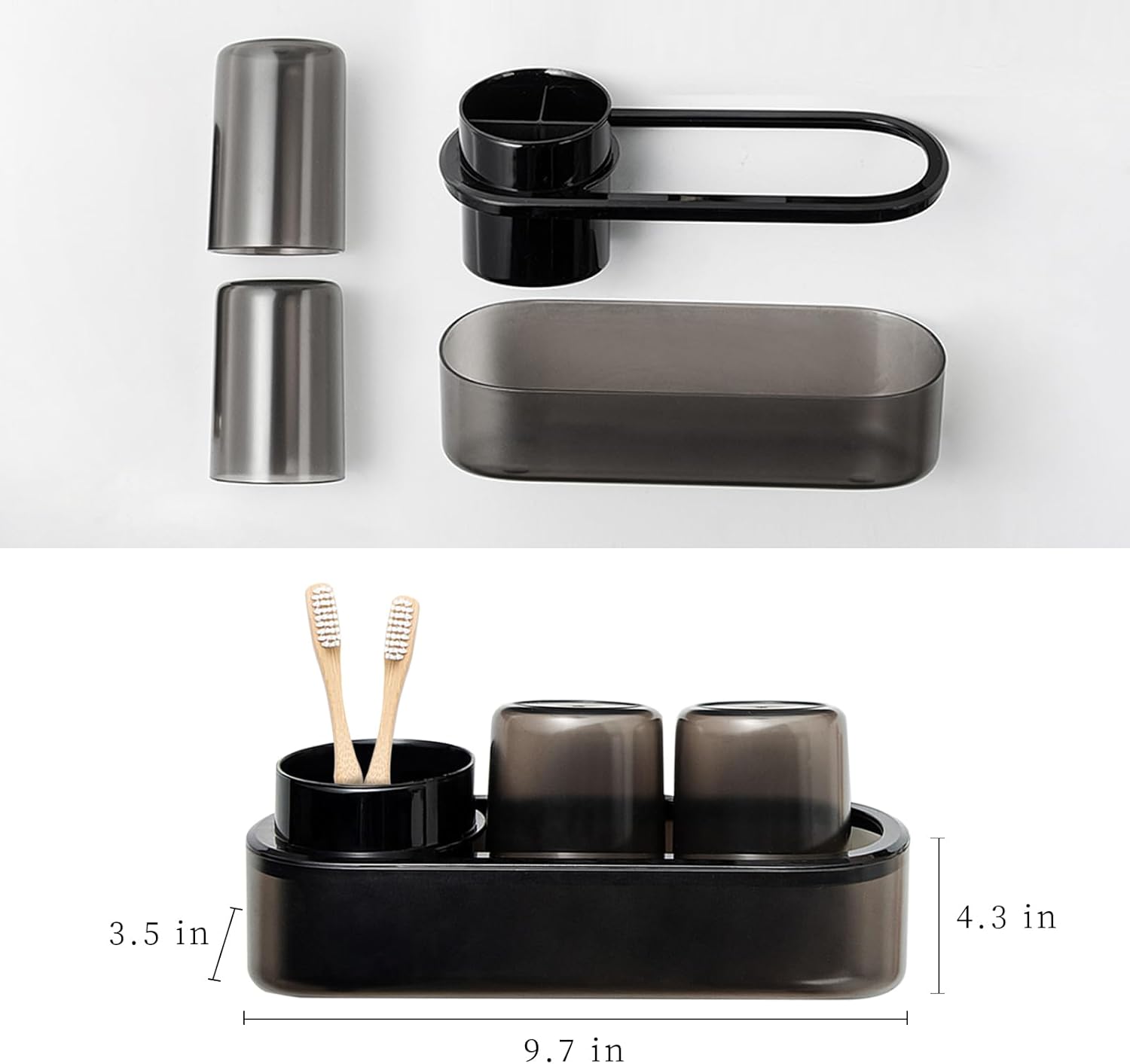 Kids Toothbrush Holder Set with 3 Slots and 2 Tumblers