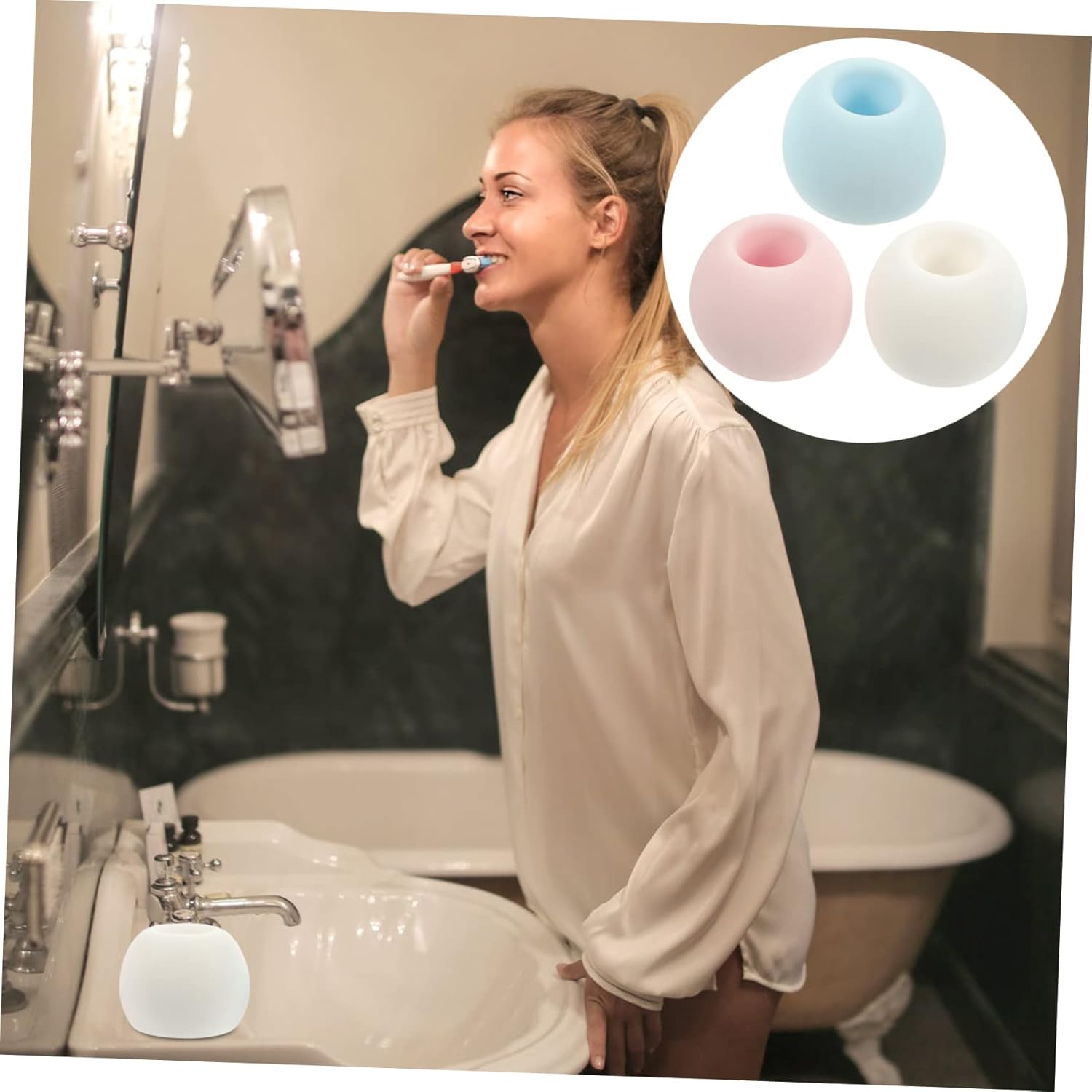 PRETYZOOM Waterproof Toothbrush Holder with Diatomite Material