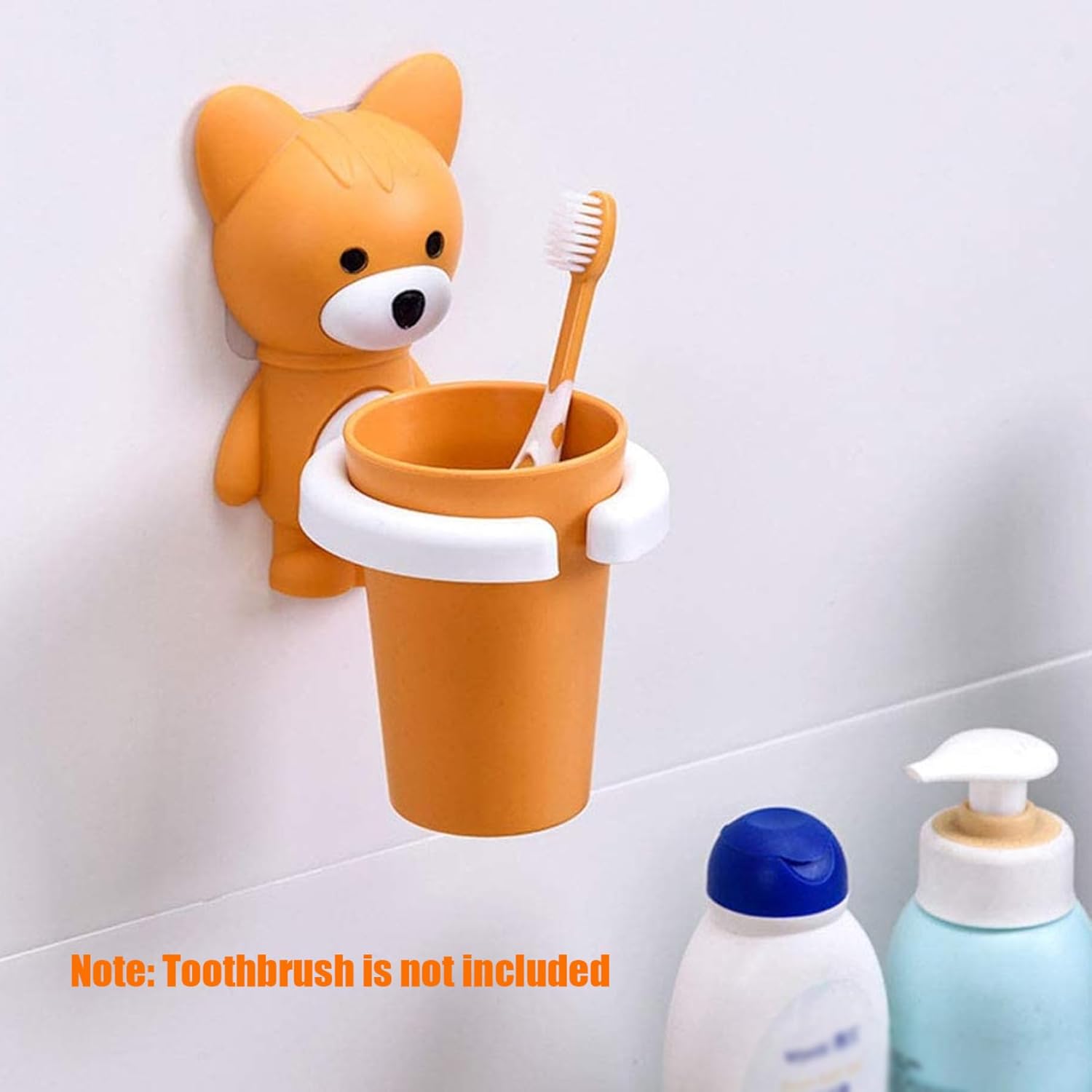 Kids Toothbrush Holder with Cartoon Fox Design