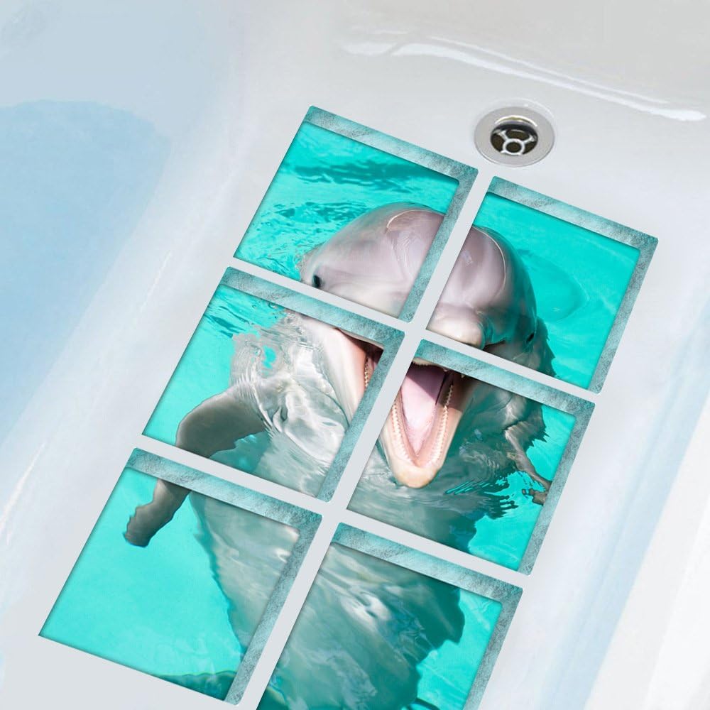 AILEGOU 3D Non-Slip Bathtub Stickers with Dolphins