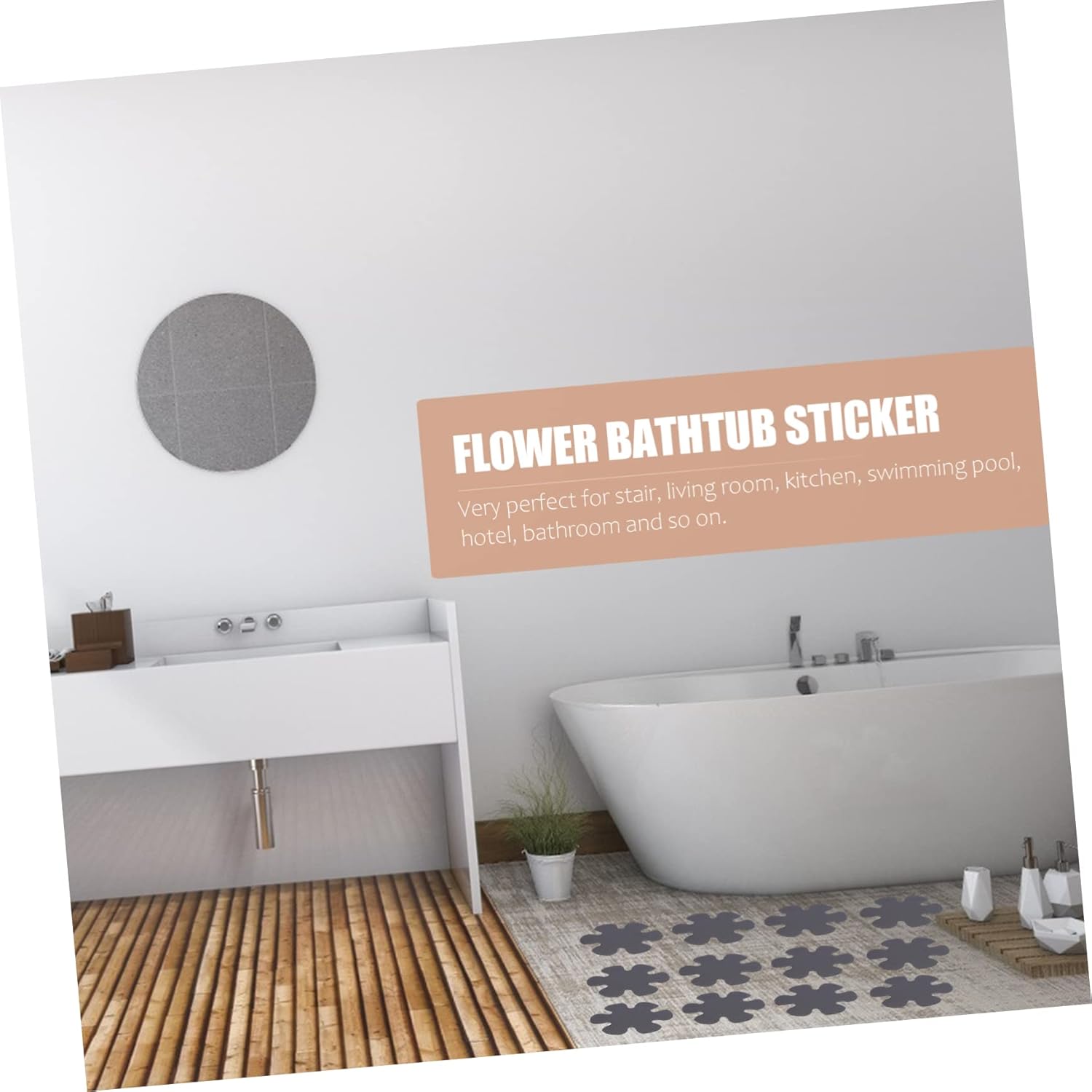 GLEAVI 20Pcs Flower Shaped Non Slip Bathtub Decals