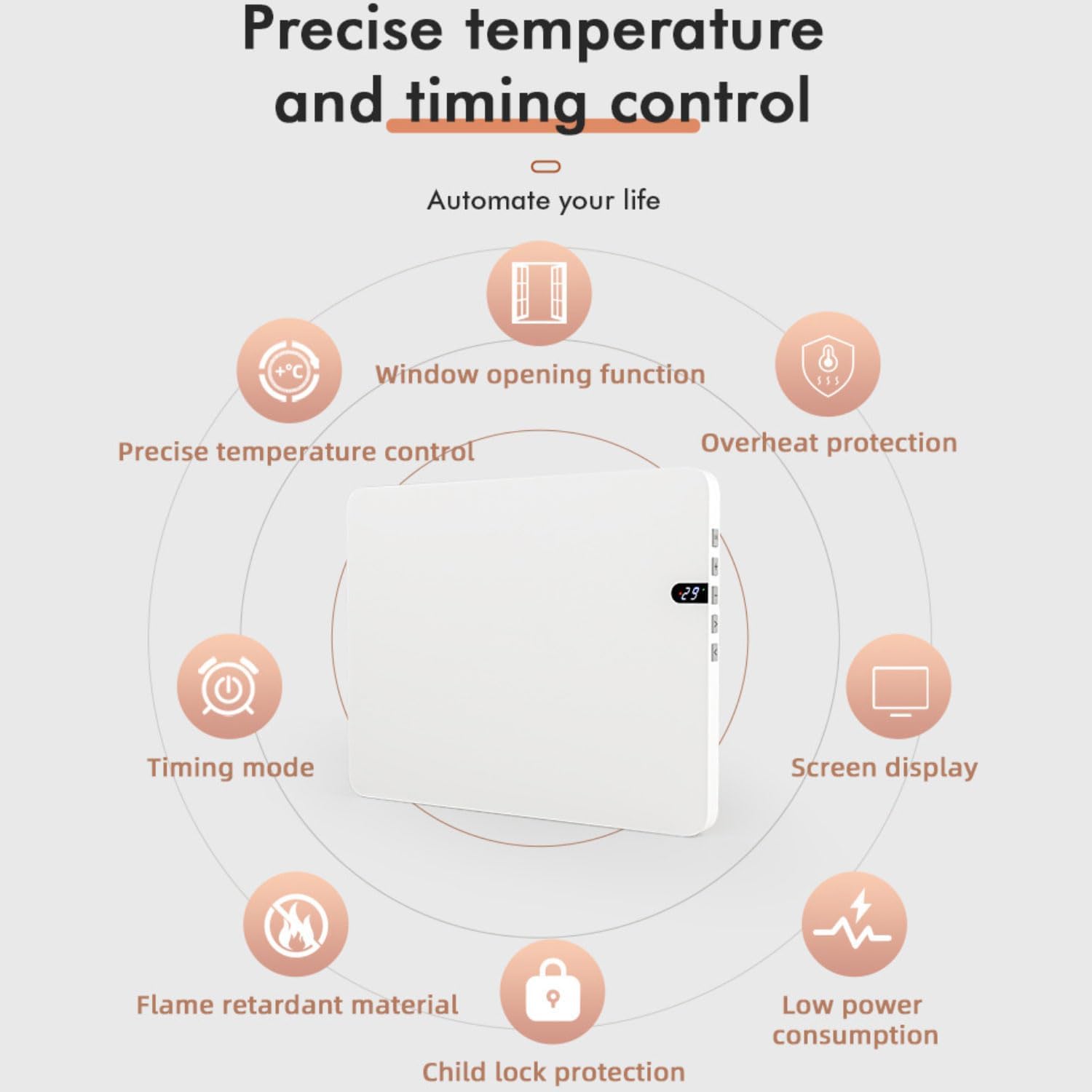 Efficient Wall Mounted Electric Heater for Home Office 600W