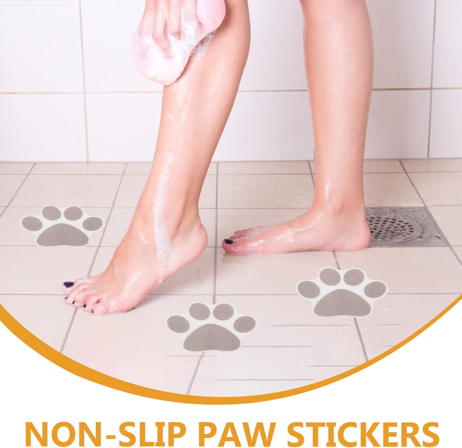 Kisangel 10pcs Bathtub Anti-Slip Stickers with Paw Designs