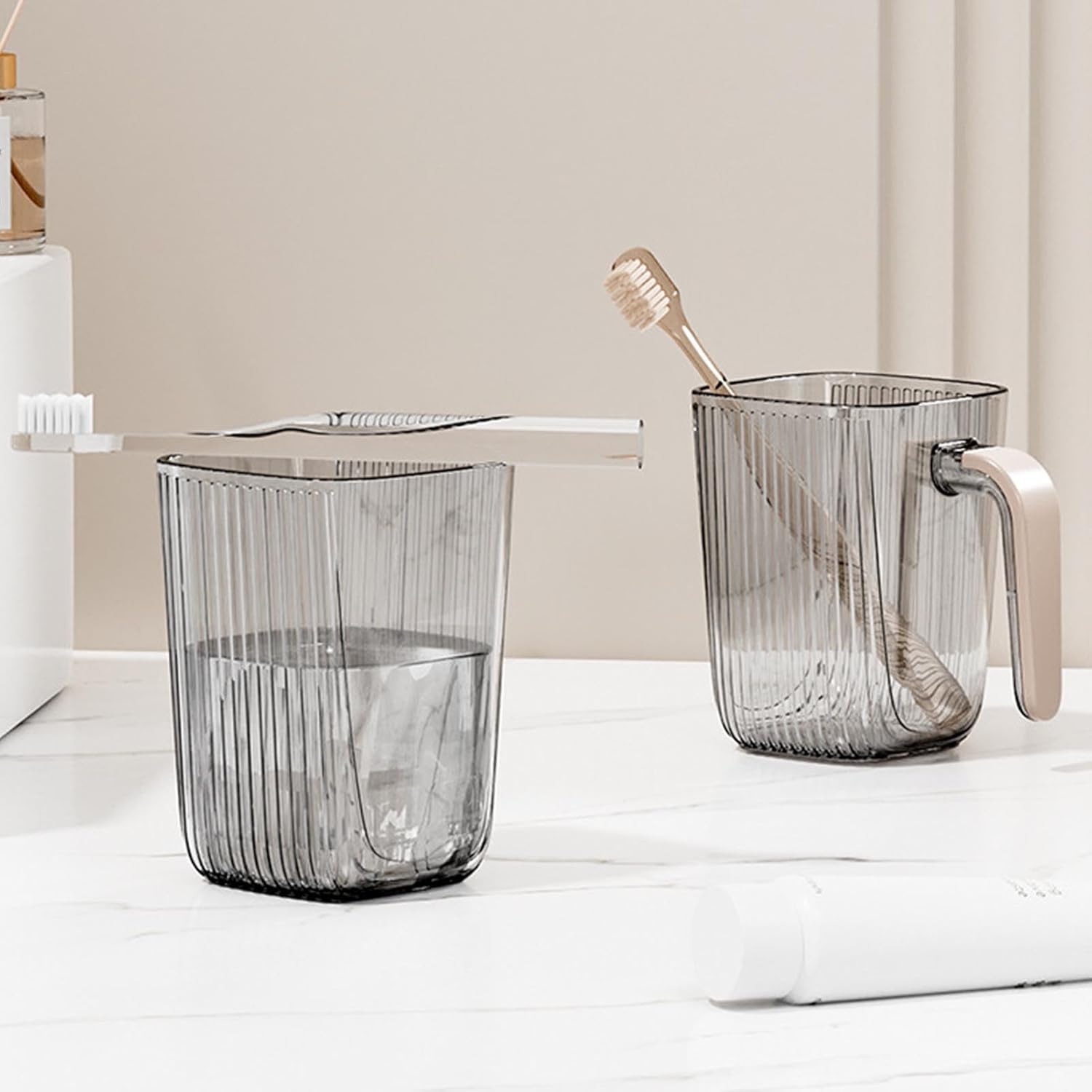 Cyrank Toothbrush Cup with Handle - Reusable and Unbreakable