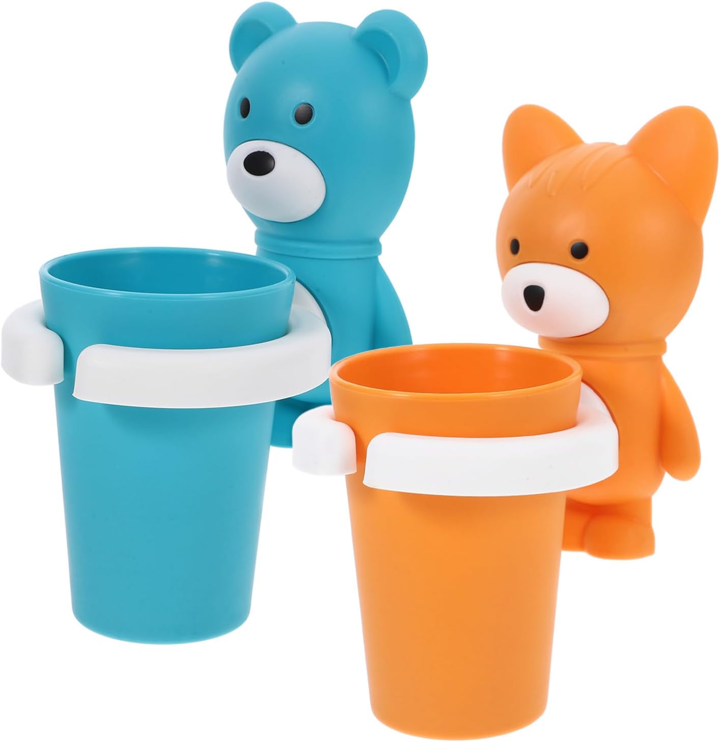 WOONEKY 2sets Cartoon Toothbrush Cup Holder Wall-Mounted Organizer 1