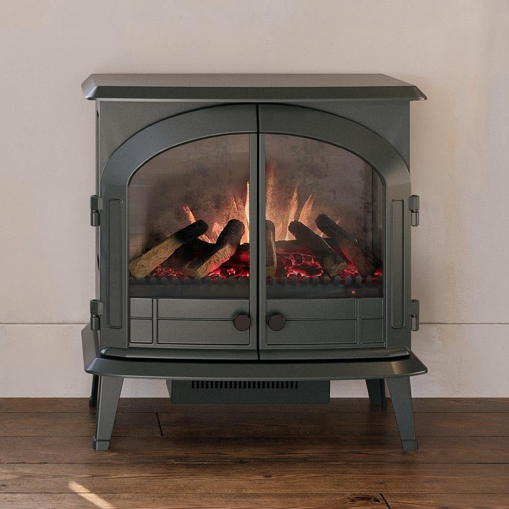 Modern Ember Harlowe Electric Fireplace in Hunter Green