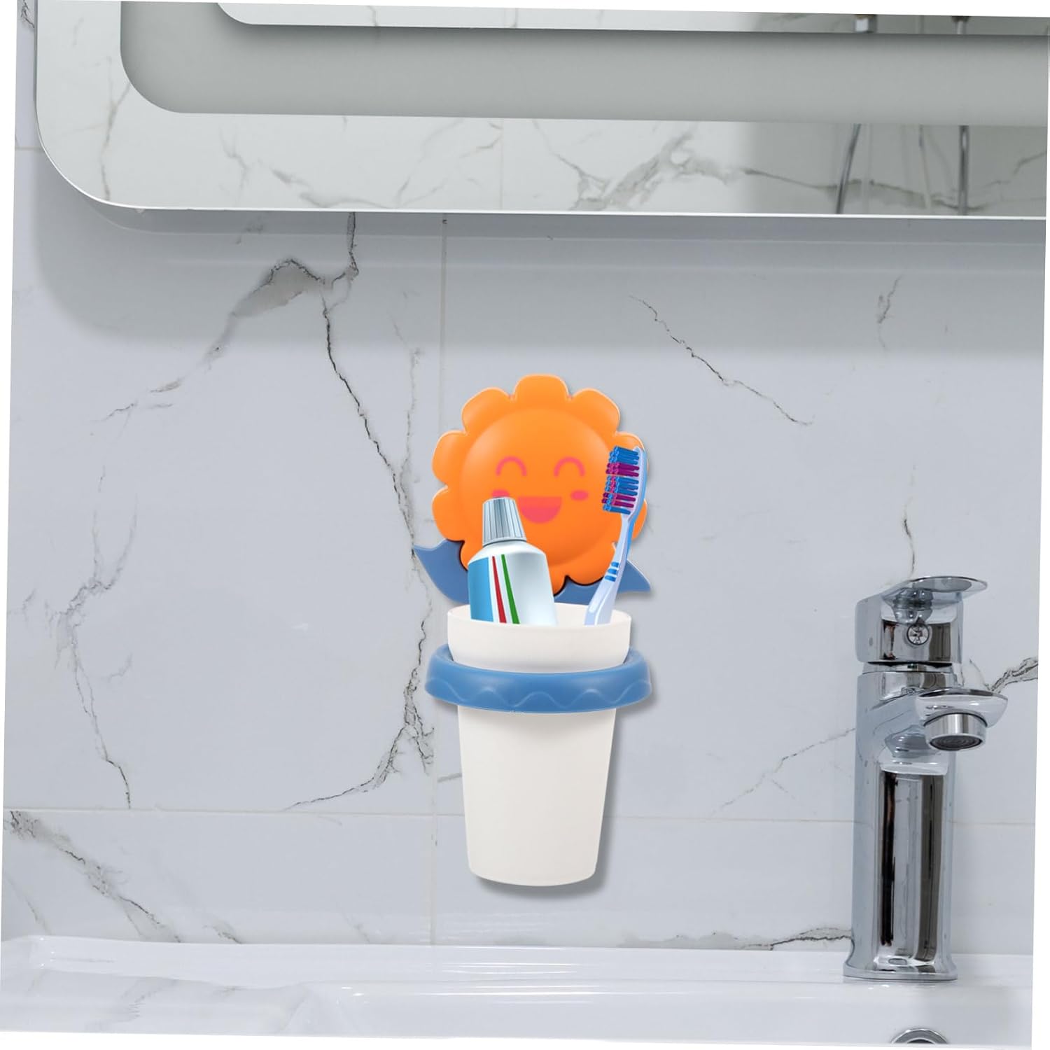 Cartoon Toothbrush Cup Organizer Wall Mount