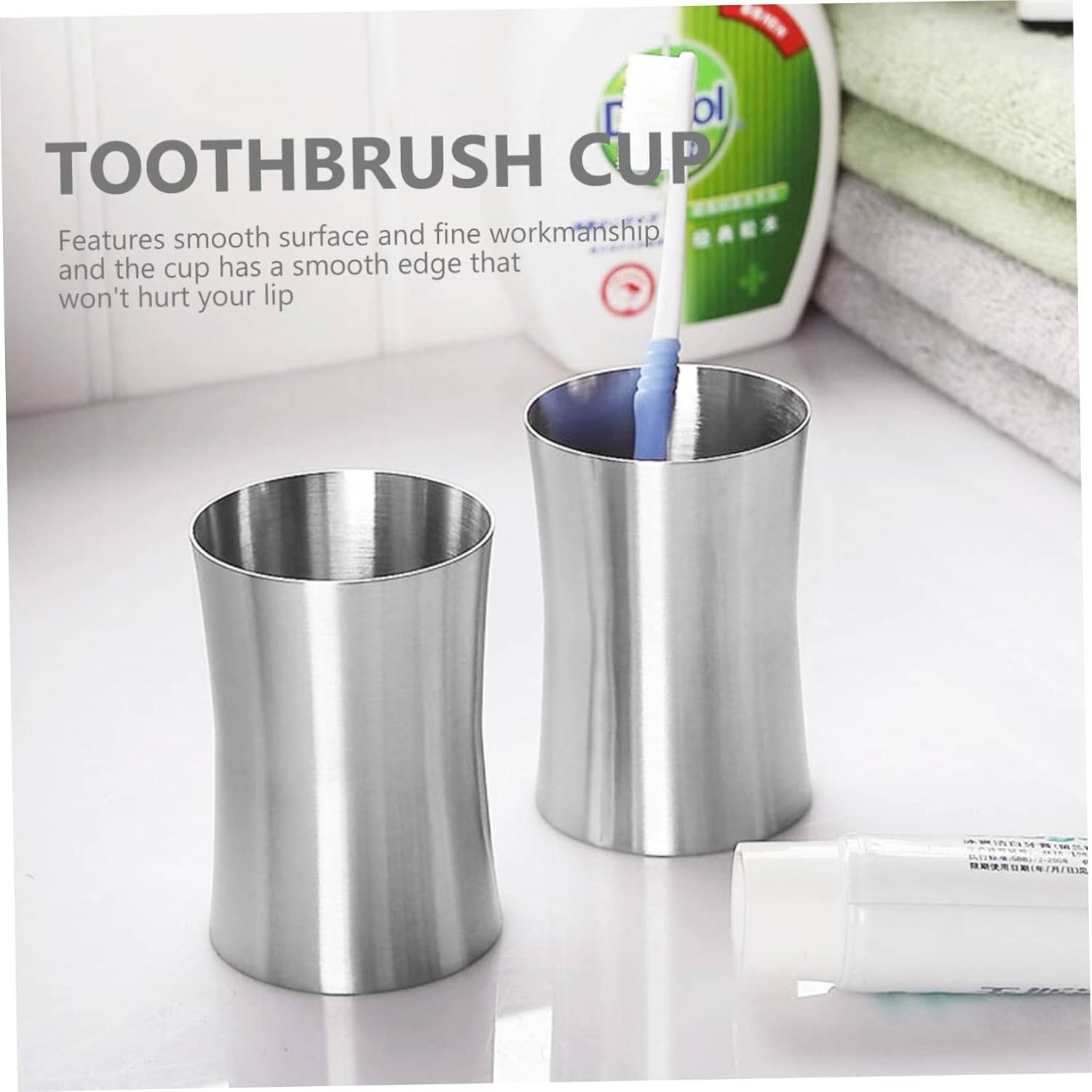 Stainless Steel Toothbrush Holder with Rinsing Cup 1