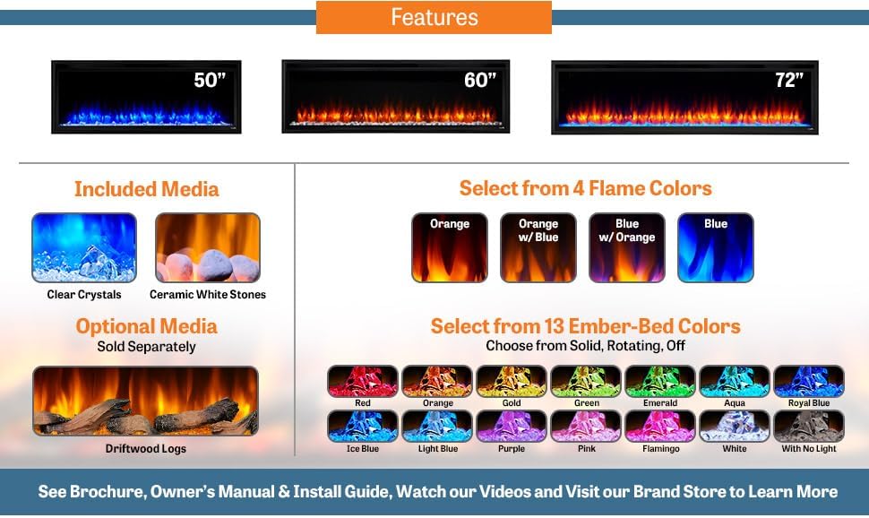 SimpliFire 60-Inch Allusion Platinum Electric Fireplace
