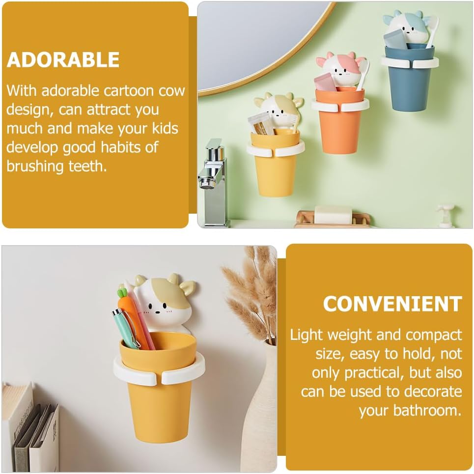 Alipis 2Pc Cartoon Toothbrush Cup Holder for Kids
