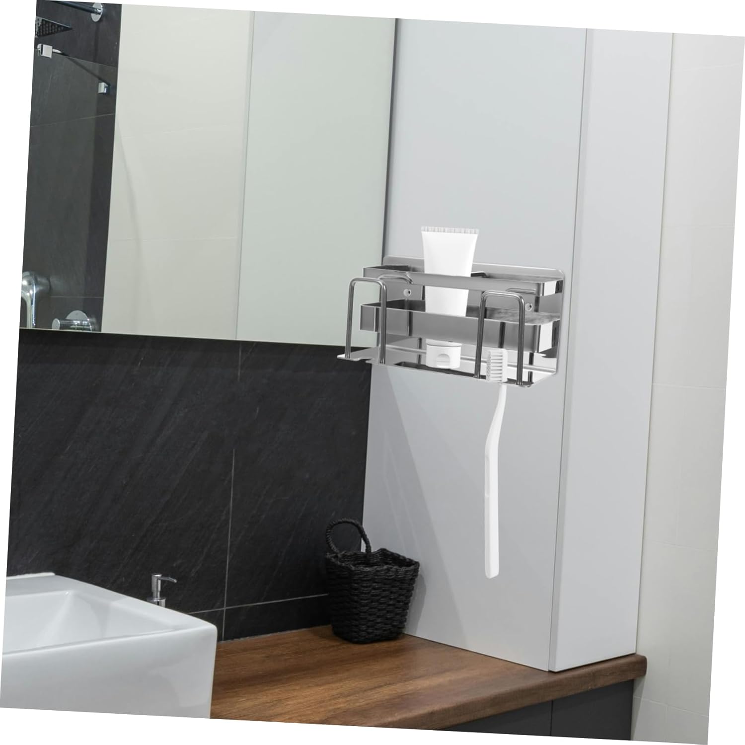 SHOWERORO Wall Mount Toothbrush Holder Stand