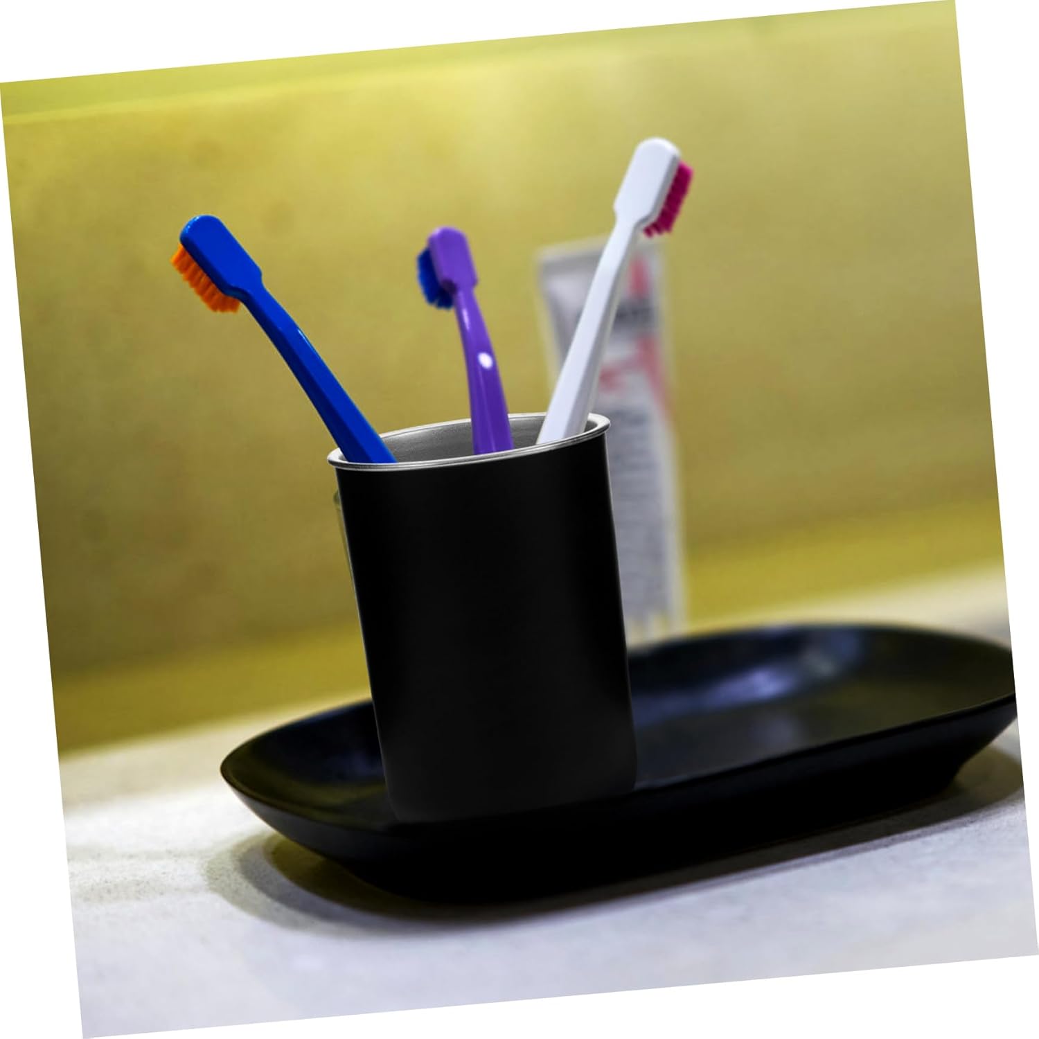 Amosfun 3Pcs Stainless Steel Toothbrush Holder with Gargling Cup