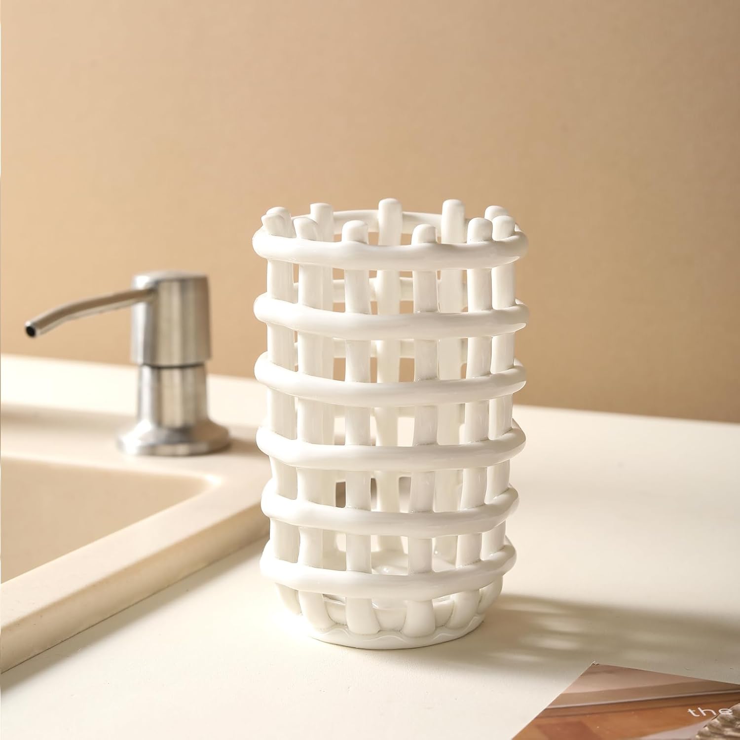 LILITURF Ceramic Toothbrush Holder for Bathroom