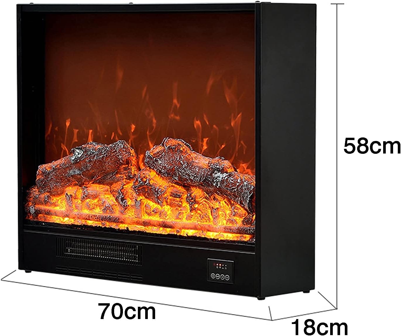 Electric Fireplace with 3D Logs and Adjustable Flame Size