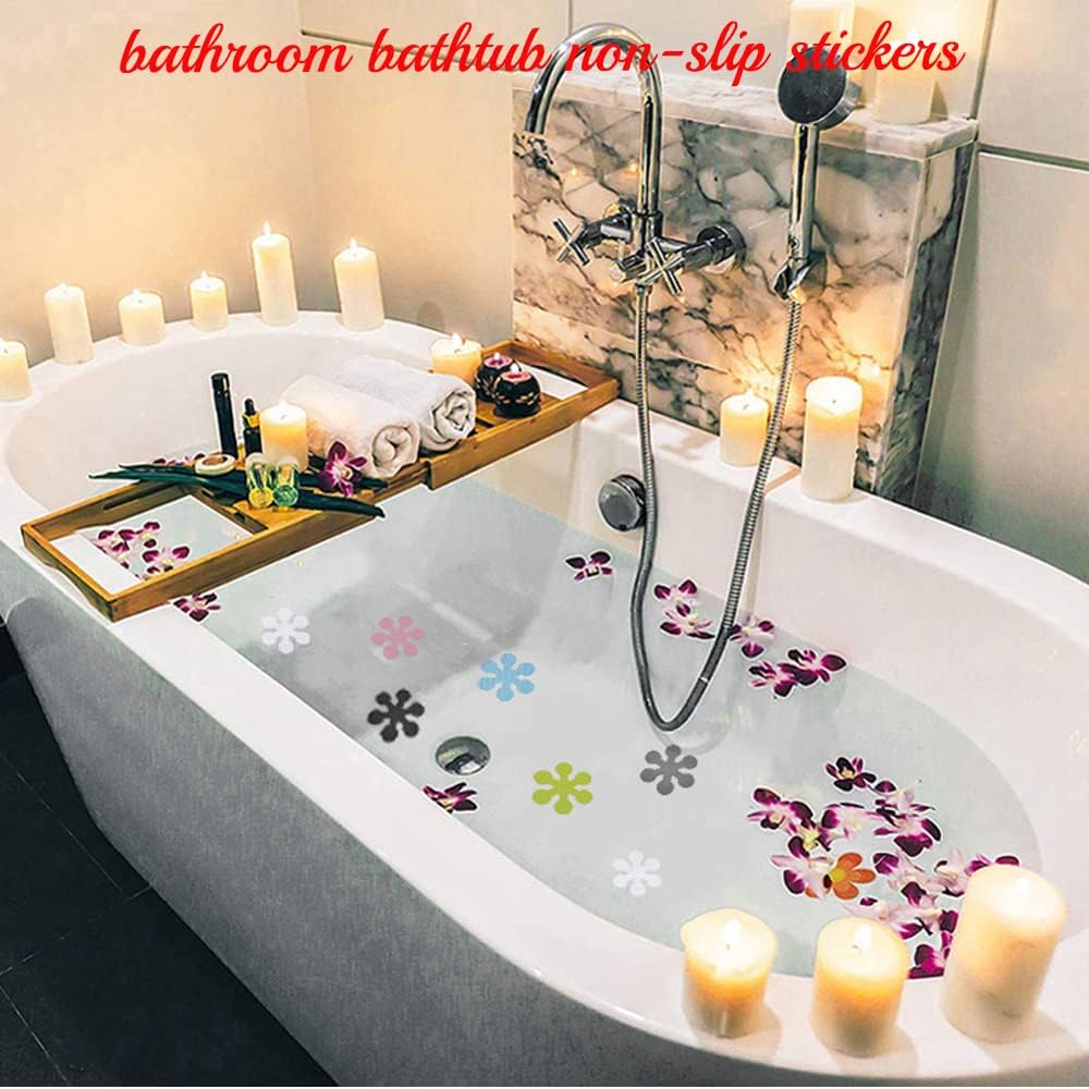 Flower Shape Luminous Non-Slip Bathroom Stickers 12 Pcs