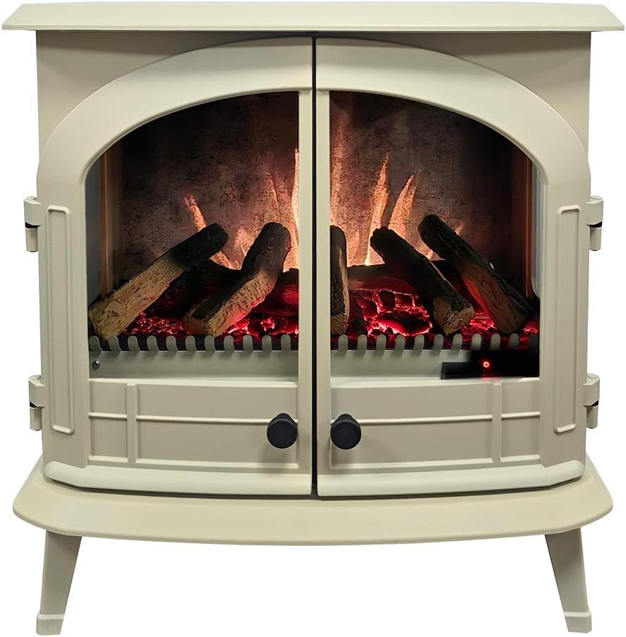 Modern Ember Harlowe Electric Fireplace in Cream