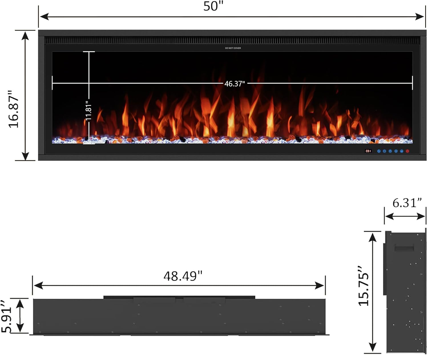 Benrocks 50 Smart WiFi Electric Fireplace Insert