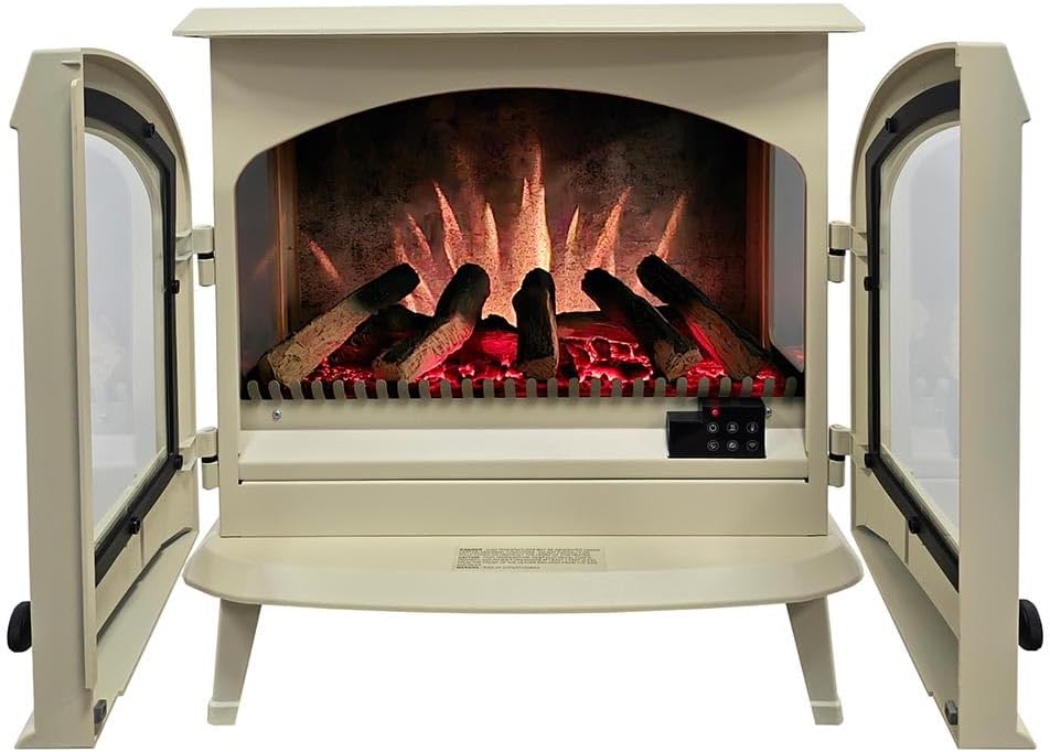Modern Ember Harlowe Electric Fireplace in Cream
