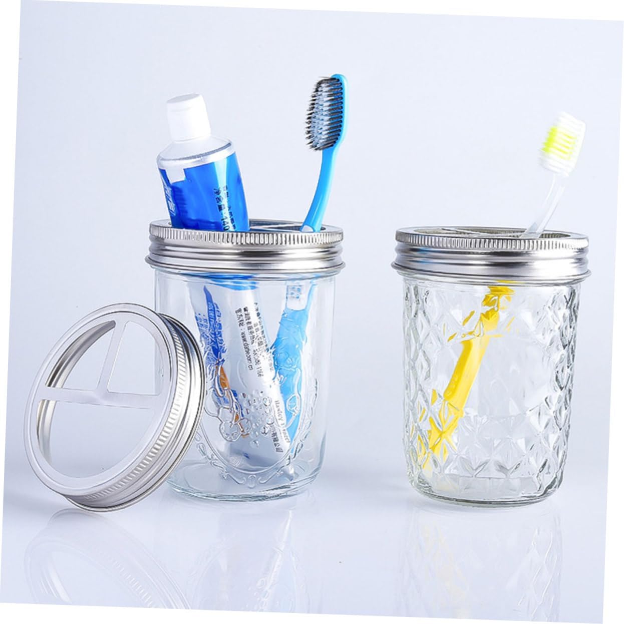 BUGUUYO 5Pcs Wide Mouth Jar Toothbrush Holder Lid