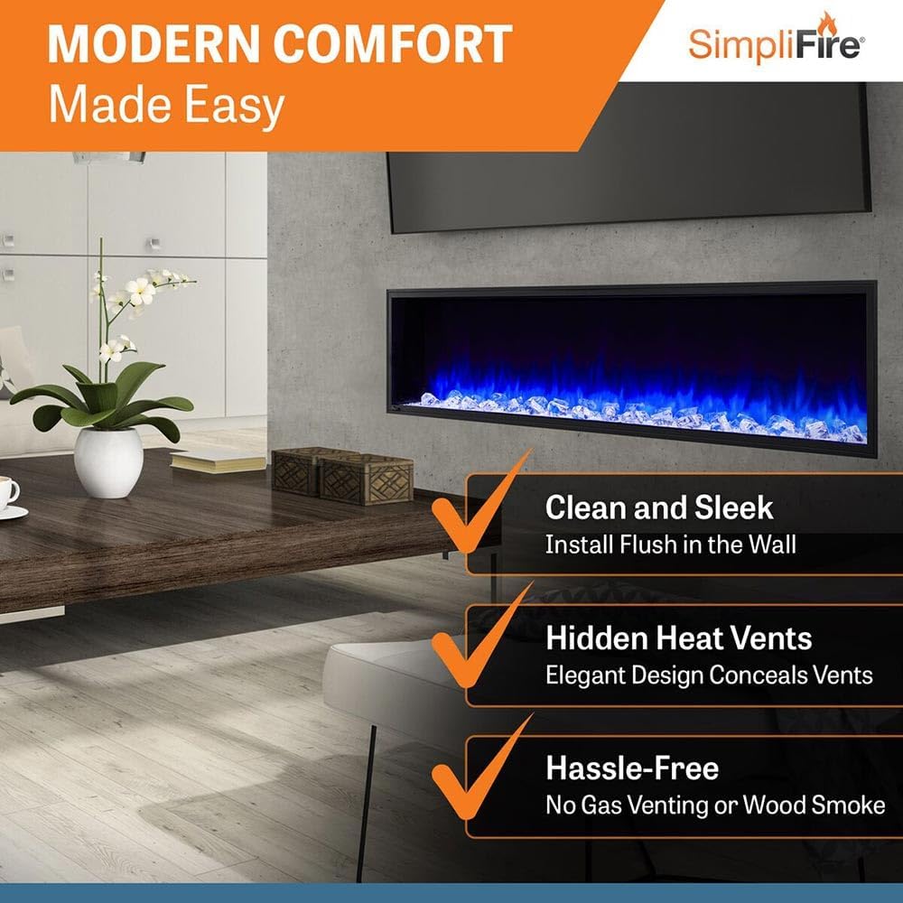 SimpliFire 78-Inch Electric Fireplace with LED Lights