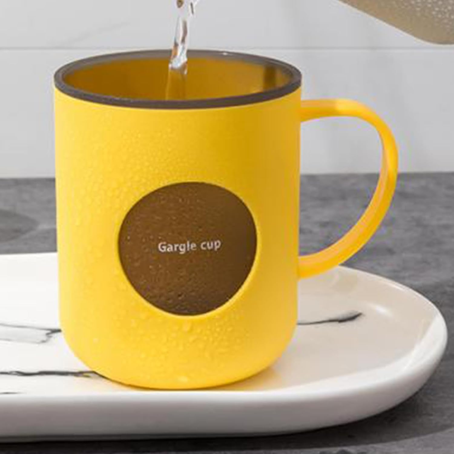 HERCHR Bathroom Tumbler Cup with Handle Yellow