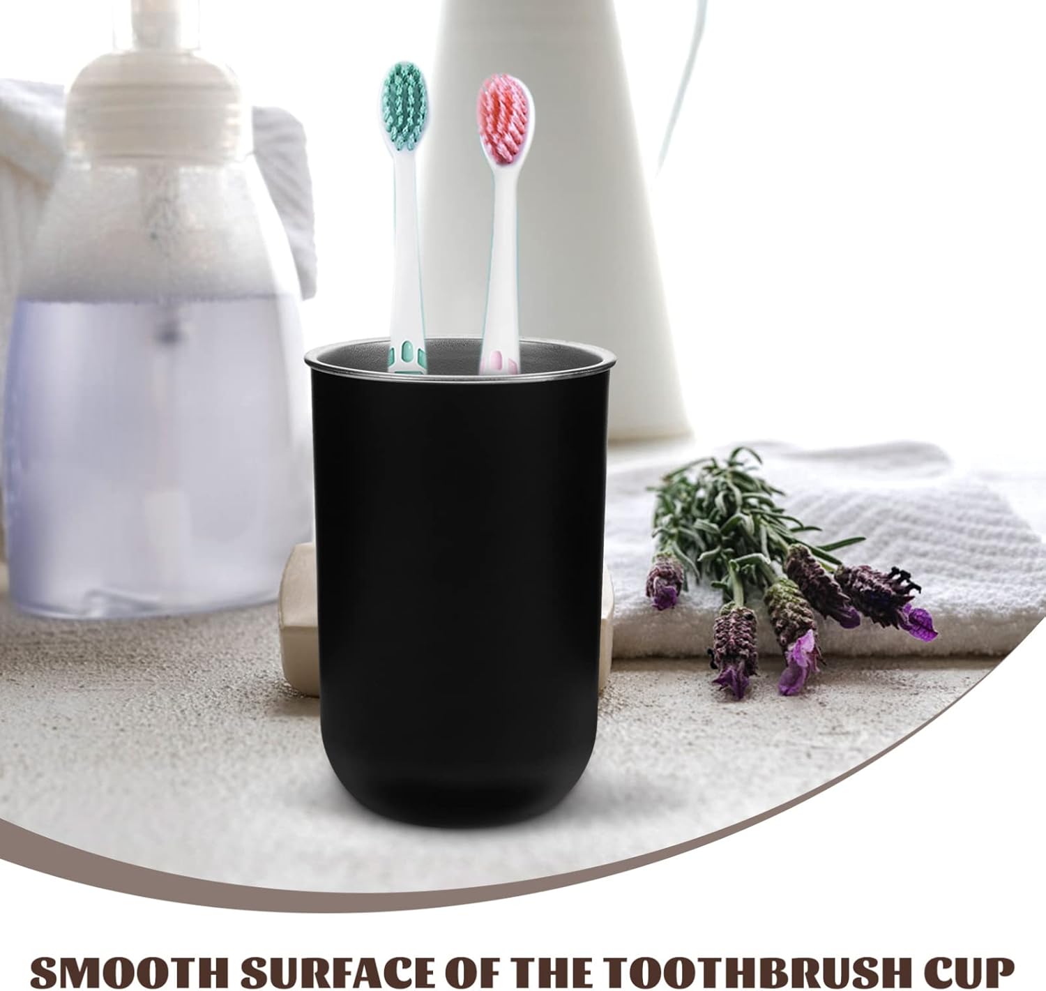 WOONEKY 2pcs Stainless Steel Toothbrush Storage Cup