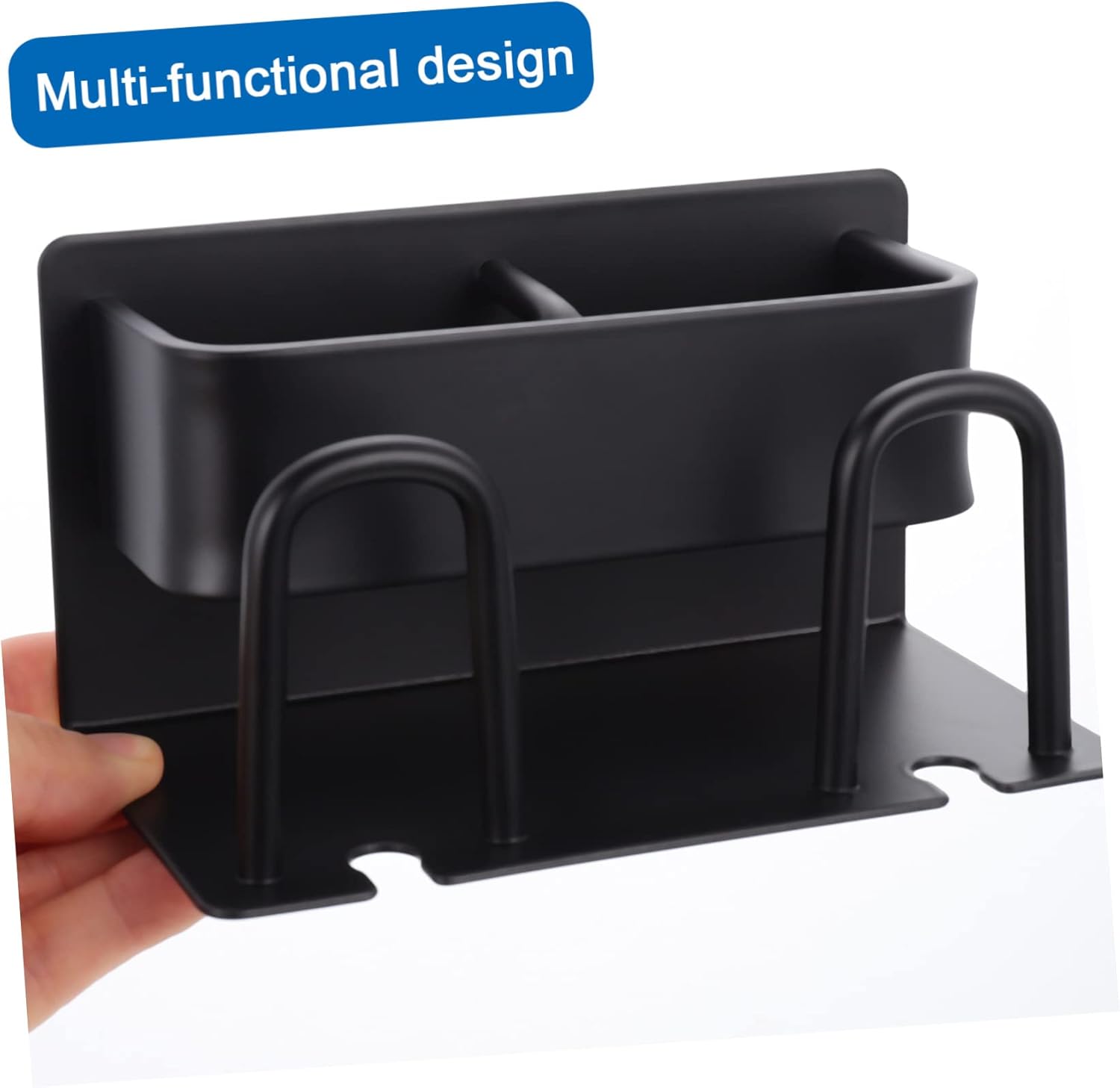 Wall-Mounted Storage Rack for Toothbrush and Toothpaste Black Aluminum