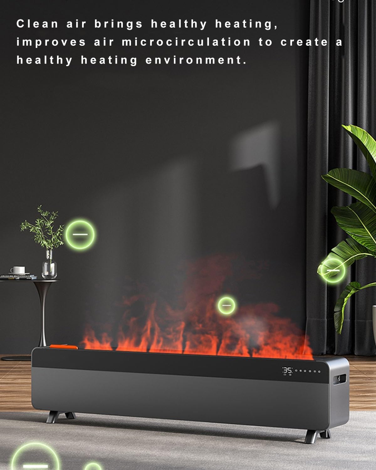 HSPLXYT Baseboard Heater with Humidifier and 5D Flame
