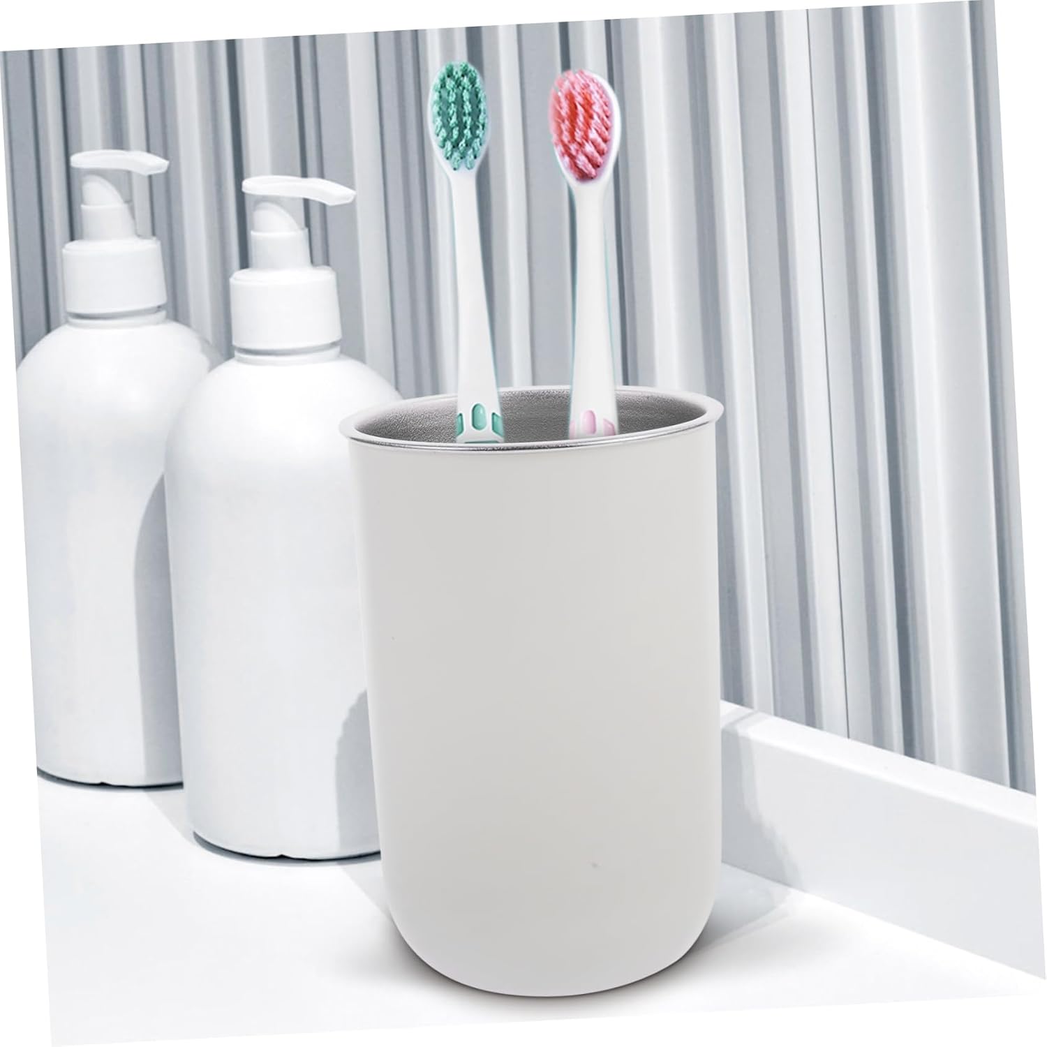 PAMINGONO Multi-Functional Stainless Steel Bathroom Cup for Toothbrush Storage