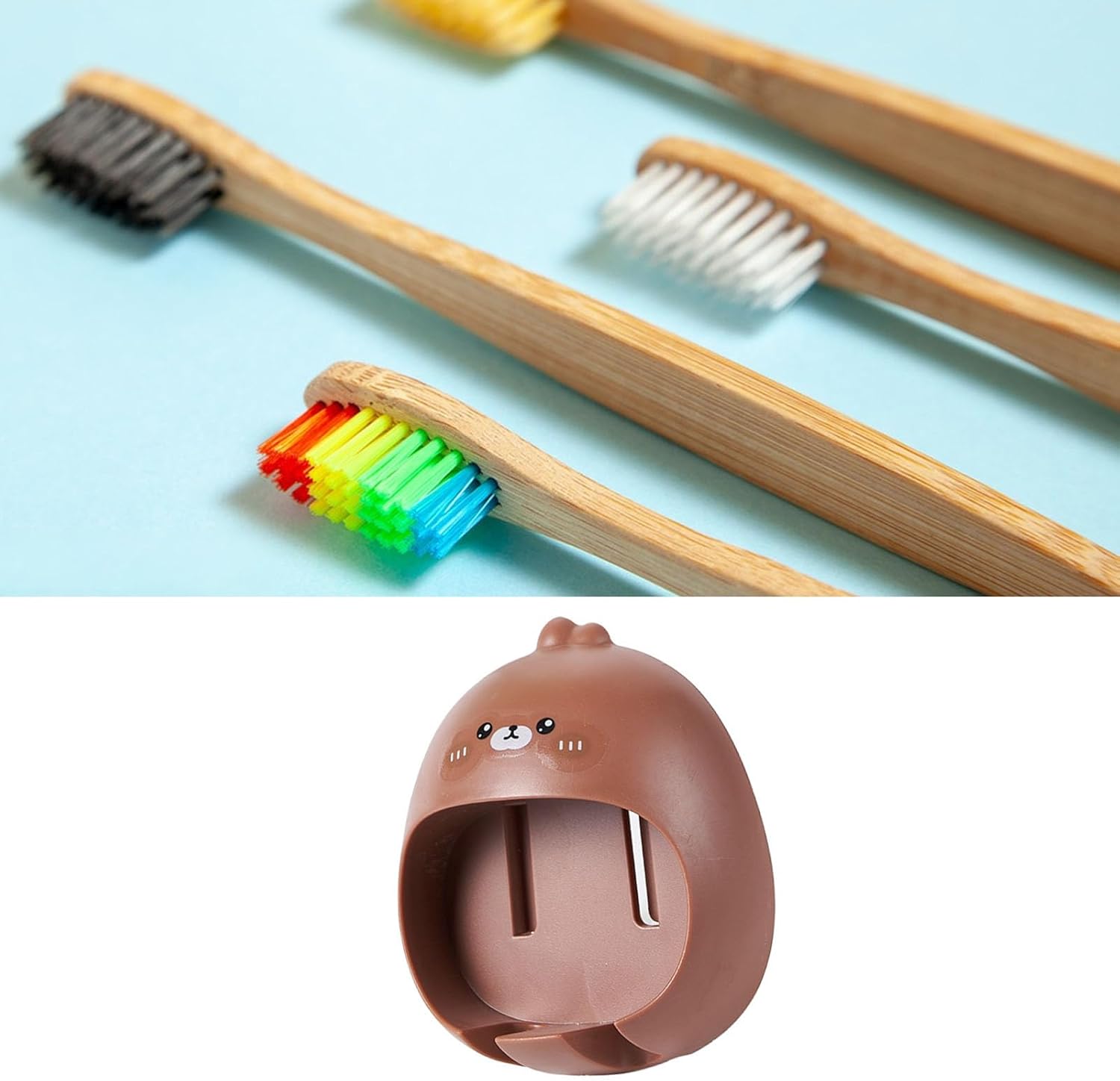 Beufee Toothbrush Holder Wall Mounted Cartoon No Drill