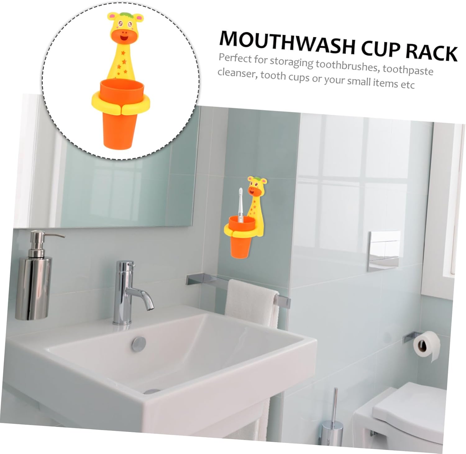 LIFKOME Wall Mounted Toothbrush Cup Holder for Boys and Girls