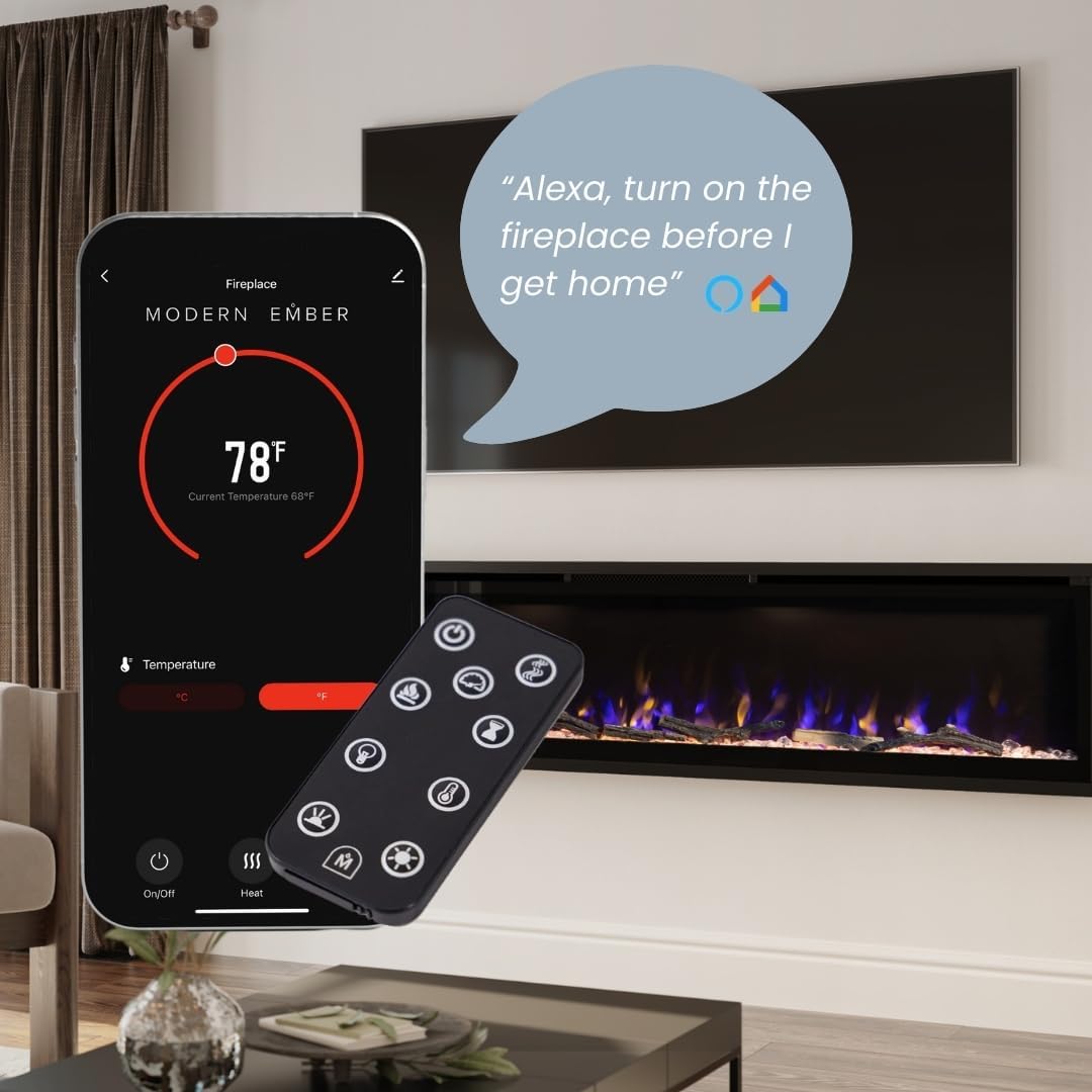 Modern Ember Aerus 72 Inch Smart Linear Electric Fireplace 1