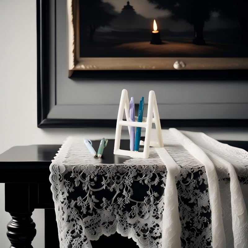 Handmade Ceramic Brush Holder Stand - Minimalist White Design