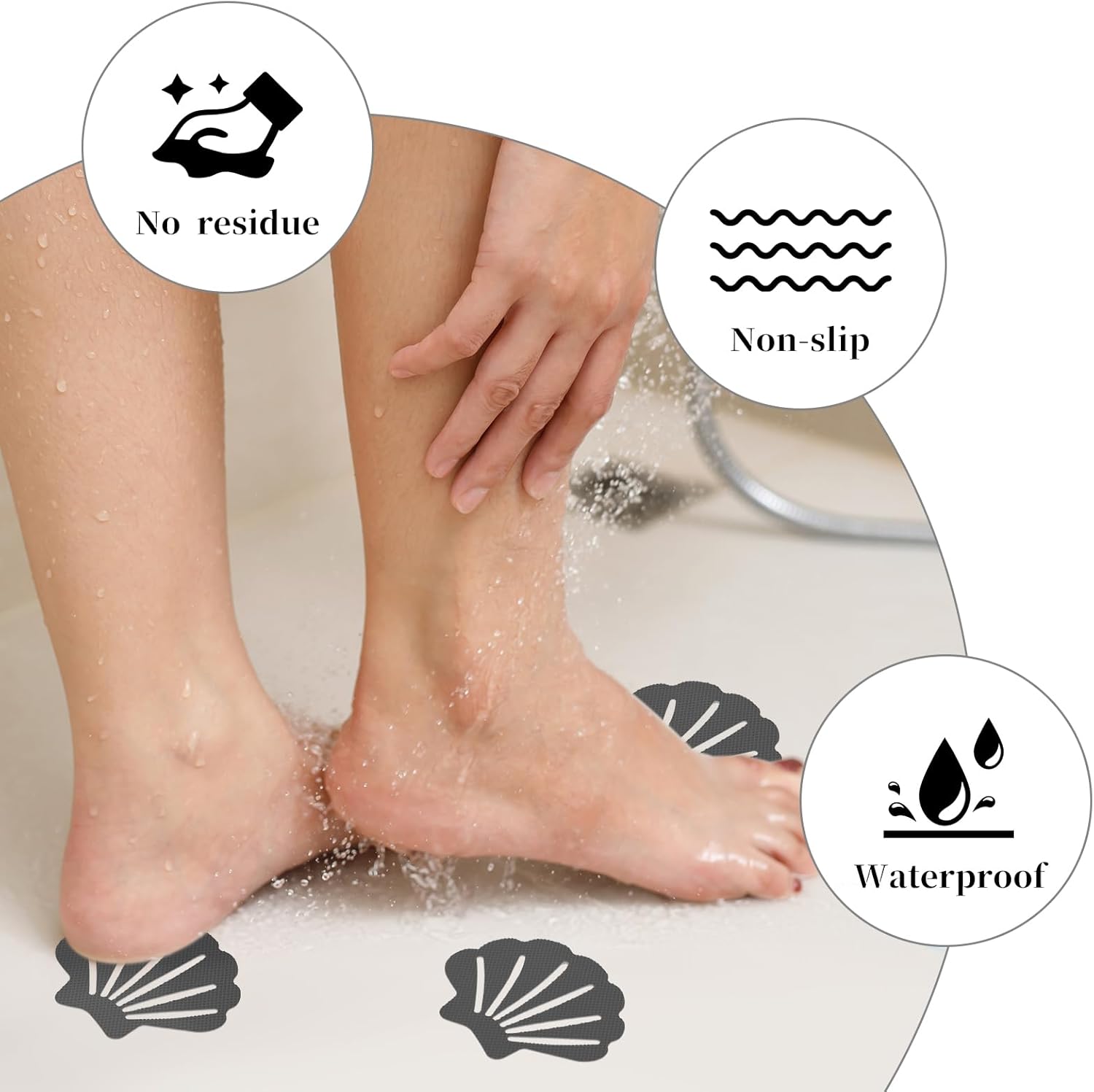 12 Pcs Non-Slip Bathtub Stickers with Self-Adhesive Design