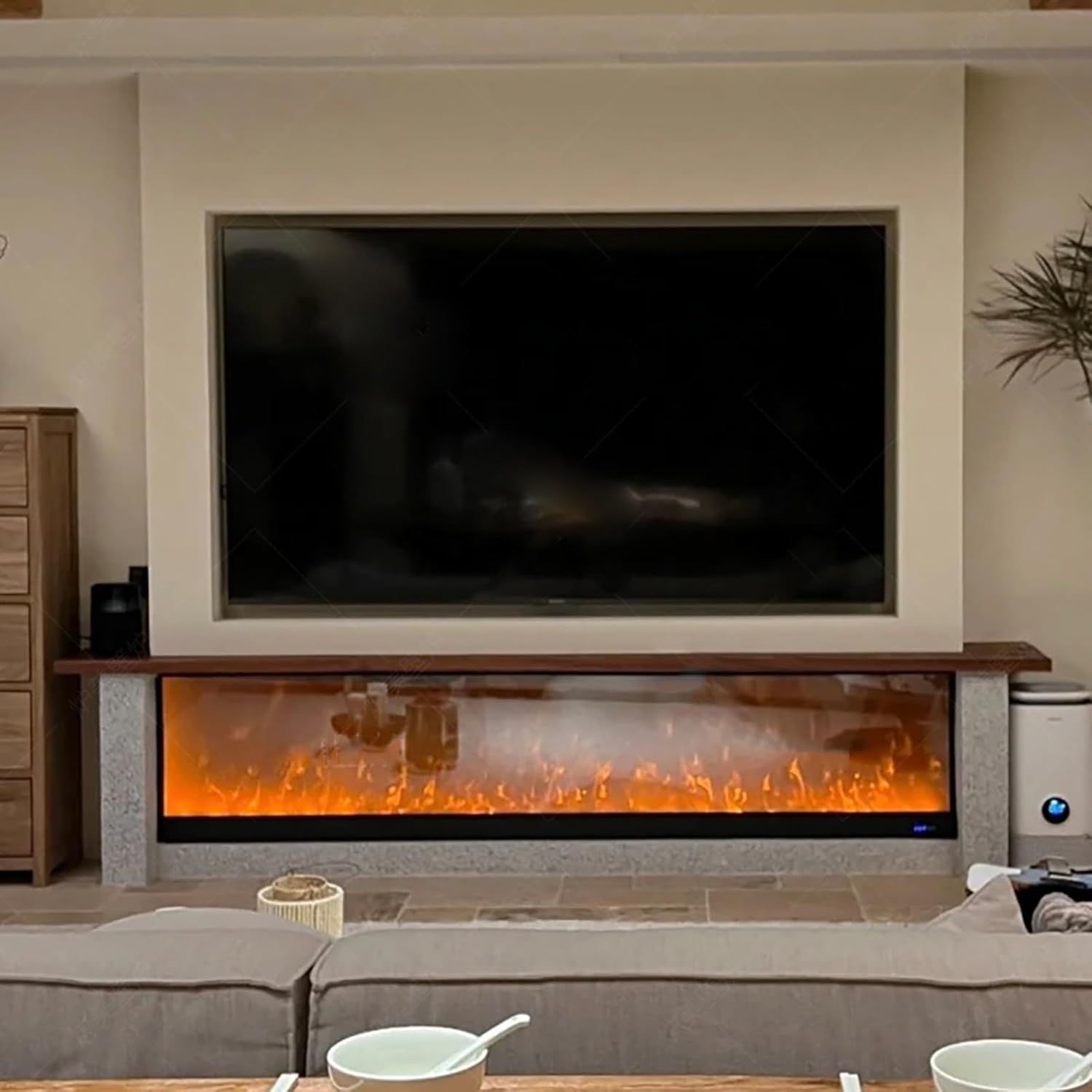 ZXDRYBHD Electric Fireplace Heater with Realistic Fire 80cm