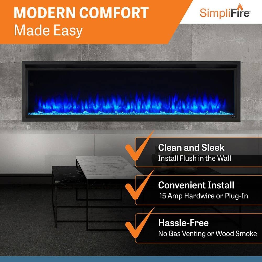 SimpliFire 70-Inch Allusion Platinum Electric Fireplace