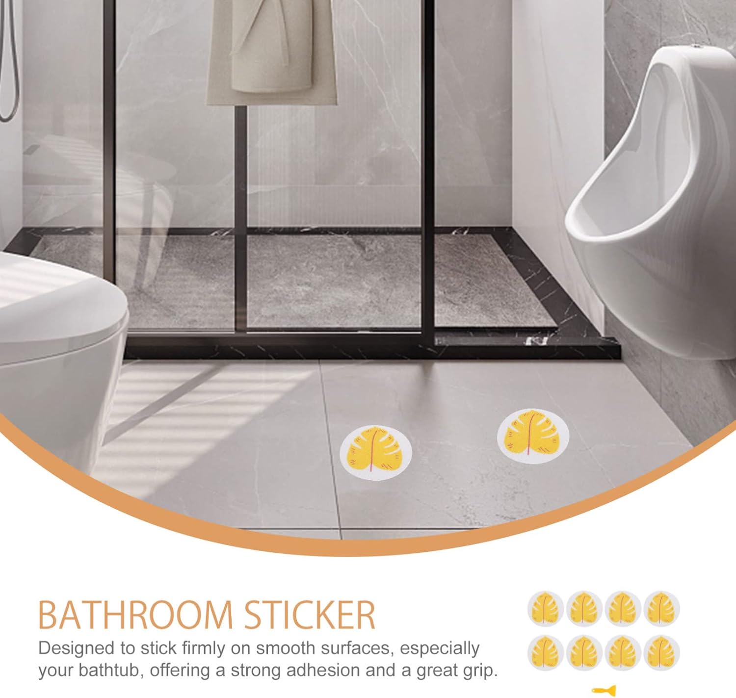 Yellow Leaf Non-Slip Bathtub Stickers 8 Pack