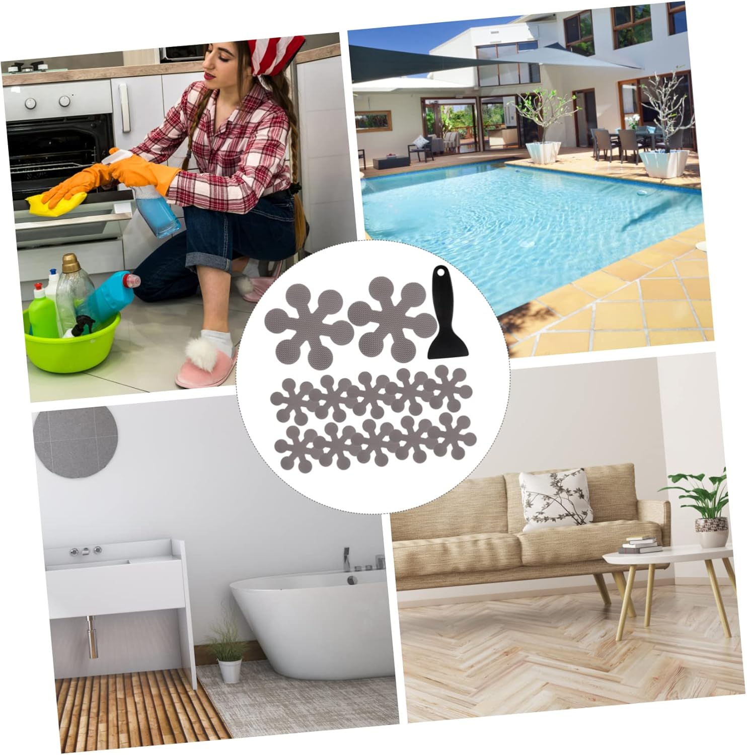 Non-Slip Tub Mat Stickers 1 Set Snowflake Design