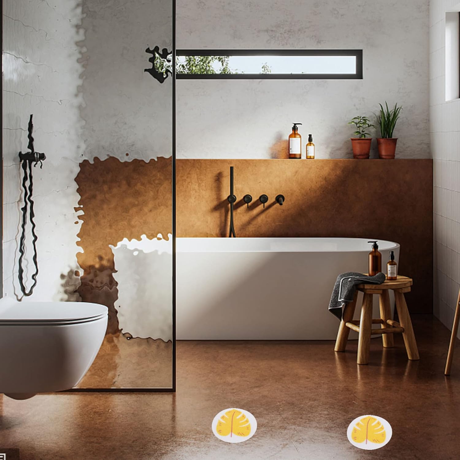 Yellow Leaf Non-Slip Bathtub Stickers 8 Pack